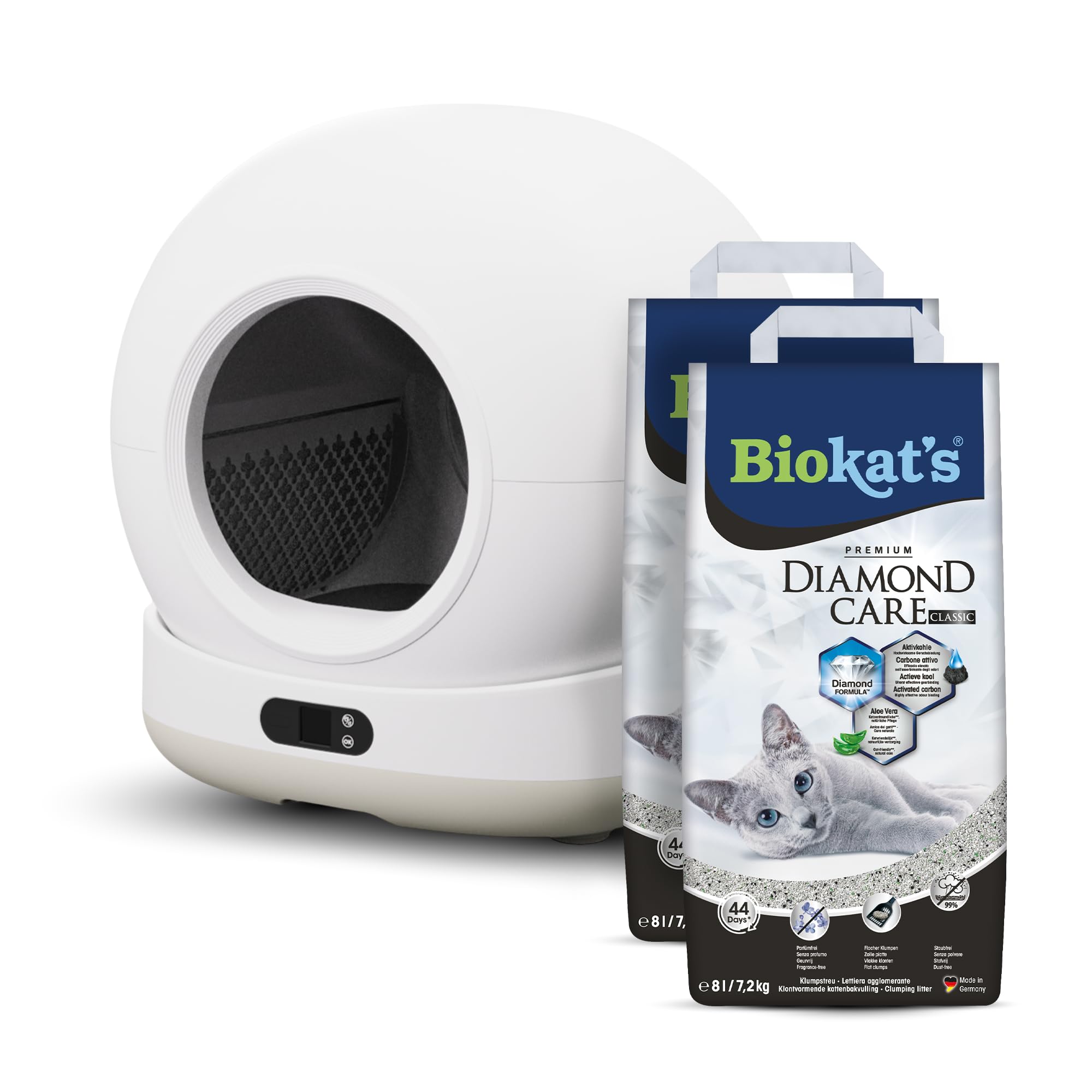 Biokat’s C1000 - Automatisches Katzenklo – Selbstreinigende Katzentoilette mit App – Inkl. Katzenklo-Matte & 3 Rollen Müllbeutel – 82 L XXL