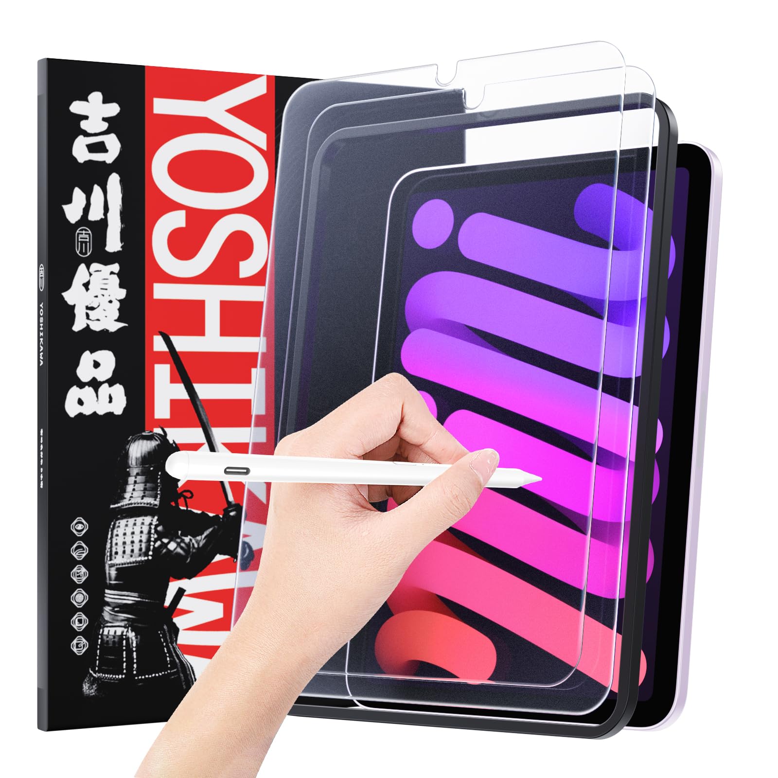 吉川優品【2枚セット】 iPad mini7 A17 Pro 第7世代 2024用 / iPad mini6 用 アンチグレアガラスフィルム ゲーム向け 指紋防止 反射防止 ペン先摩耗防止 あいはっど ミニ7/6用 強化ガラス