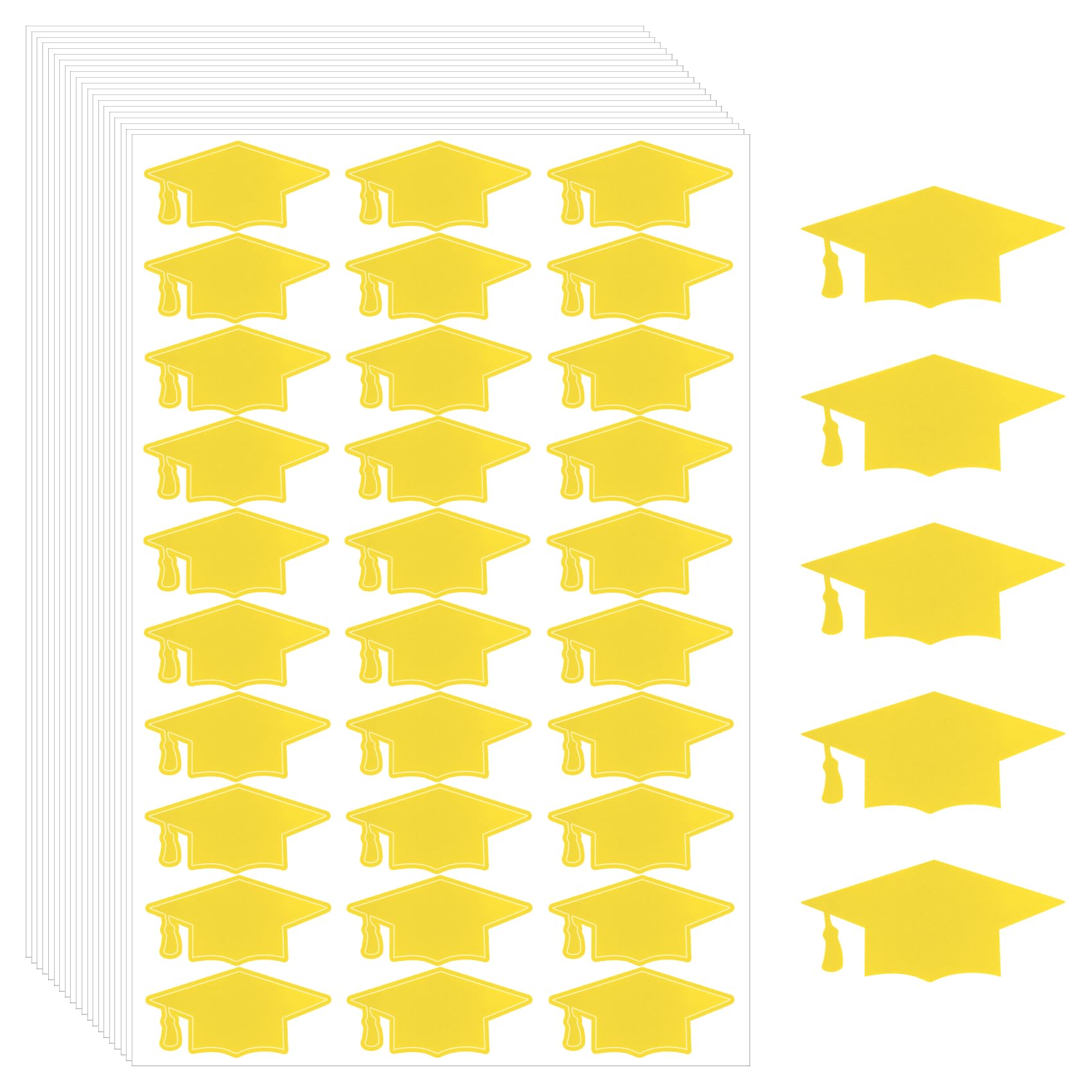 Graduation Cap Stickers, 600 PCS Yellow Graduations Hat Stickers 2026, Self-Adhesive Graduations Envelope Sealing Labels, Congrats Grad Cap Decals