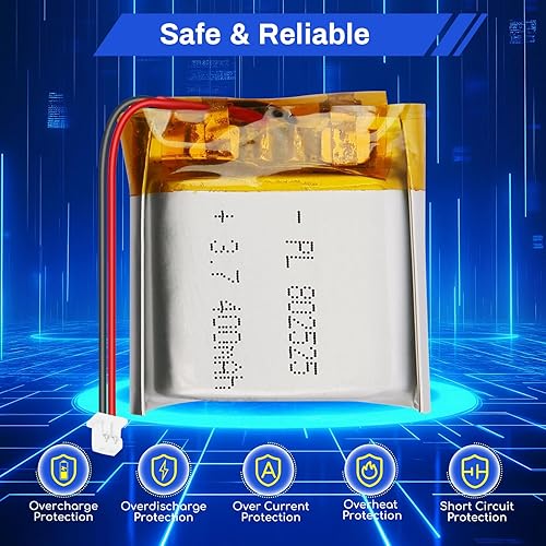 Miniatura 2 de Batería de polímero de litio 3.7V 400mAh 802525 Lipo Batería recargable con cable Molex 0.049 in Conector para altavoz, rastreador GPS, dispositivo