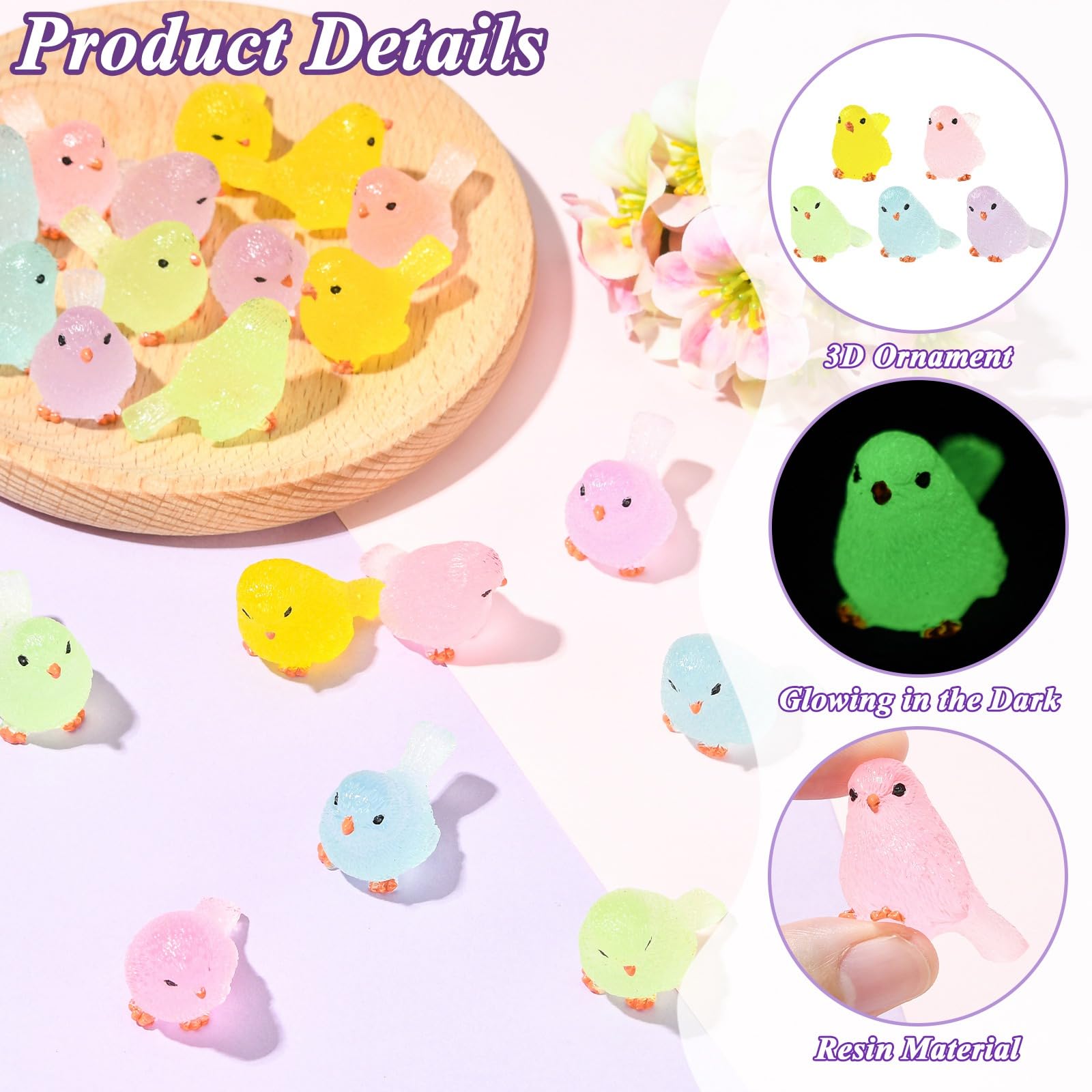 Stiesy Lot de 20 figurines d'oiseaux phosphorescentes, 10 styles de mini oiseaux lumineux pour micro paysage, décoration de jardin féérique, loisirs créatifs et décorations de bureau