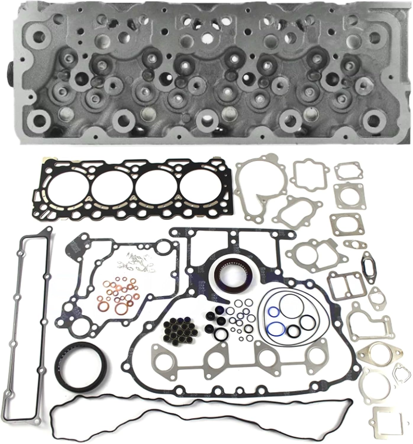 Cylinder Head Compatible for Kubota V3307 Engine (Bare Cylinder Head with gasket set, Type B: With EGR)