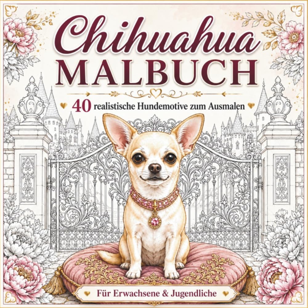 Chihuahua Malbuch für Erwachsene und Jugendliche: 40 realistische und detailreiche Hundemotive zum Ausmalen – entspannende Ausmalbilder für Hundefreunde