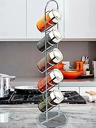 Porta Tempero 5 Potes Vidro + Suporte Vertical Inox Premium