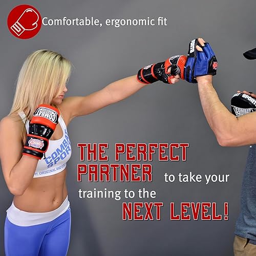 Miniatura 6 de Combat Sports Max Strike - Guantes de entrenamiento de MMA, guantes de palma abierta para MMA, Muay Thai y Kickboxing, color negro, regular