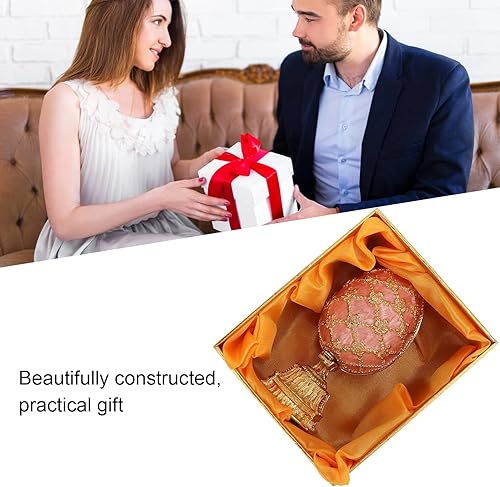 Miniatura 7 de Egg Shape Metal Jewelry Box Carved Delicate Decor Small Gifts Buckle Contained Boxes Castle Ablaze Egg Shaped Golden Edge Exquisite Furnishings