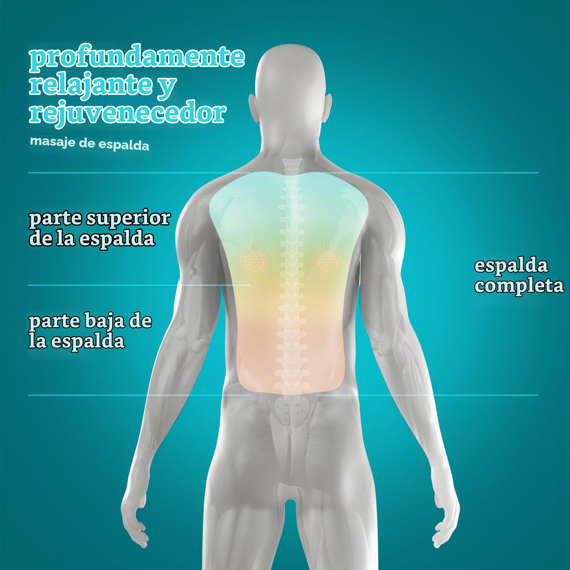 Homedics Shiatsu Asiento Masajeador Eléctrico para Espalda y Hombros, Gris | Silla Ajustable para el Hogar y Oficina, Calor Relajante, 3 Zonas Regulables por Control Remoto y Vibración