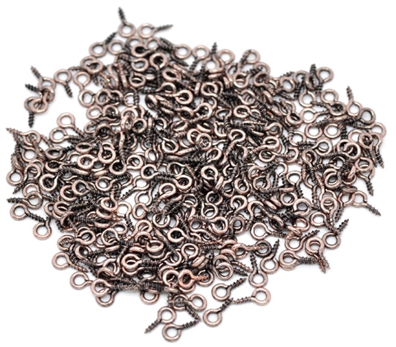 500 x Wholesale Copper Tone 8mm x 4mm Top Eye Pin Screw Eyes Jewellery Hook Bails Findings — image 1