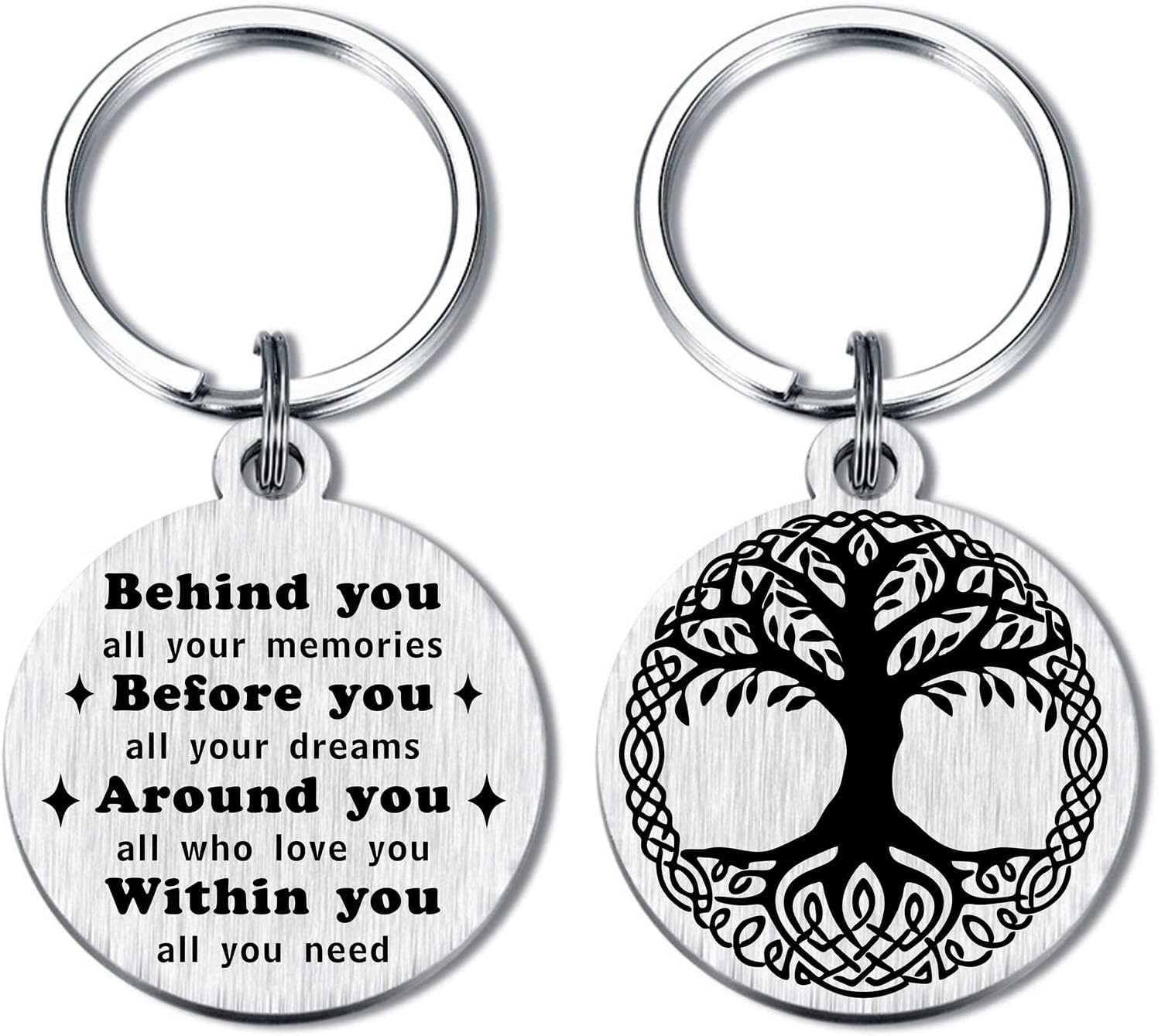 Norse Viking Keychain for Men Women - Compass, Tree of Life, Wolf, Odin, Ravens Mythology Gift for Birthday Christmas