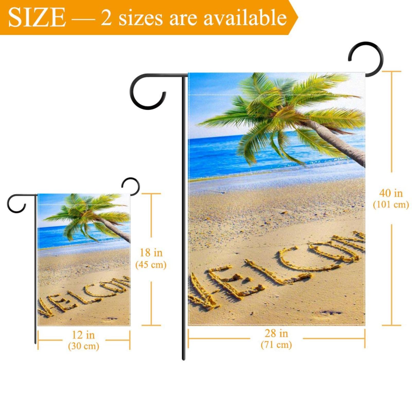Sommer-Gartenflagge 'Willkommen' – Doppelseitig, 18x12 Zoll, Aus Wetterfestem Polyester/Leinen, Strand-Design