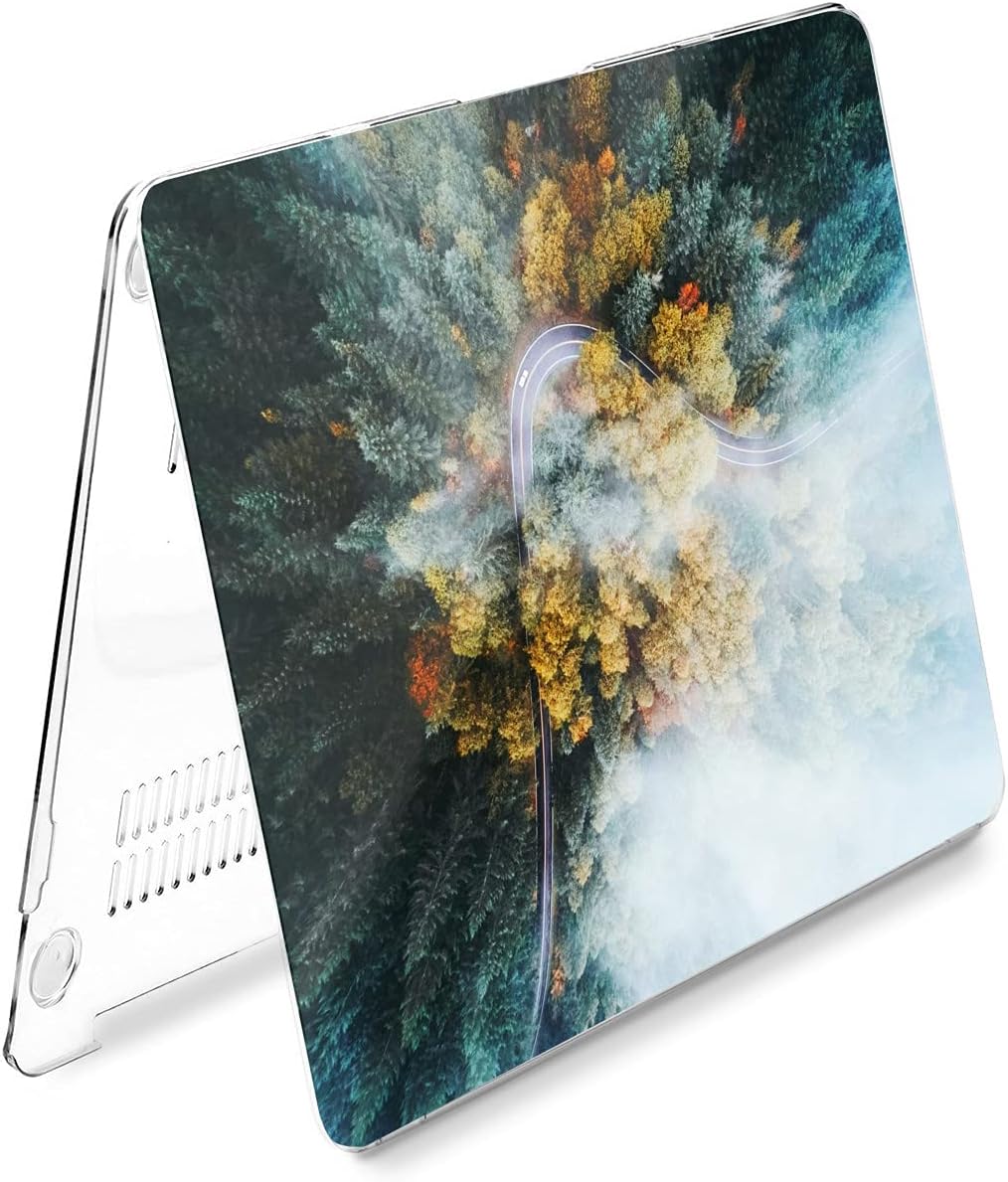 Hard Case Compatible for MacBook Pro 16 14 M3 M2 2023 M1 Pro 13 2022 Air 13 2021 Retina 2020 Mac 11 12 Forest Aesthetic Cover Protective Autumn Print Fall Nature Unique Laptop Road Design