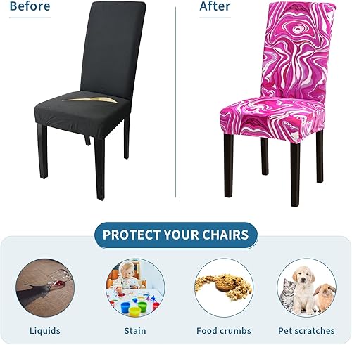 Miniatura 71 de Juego de 6 fundas elásticas para sillas de comedor, extraíbles y lavables, para sillas de comedor, hotel, ceremonia