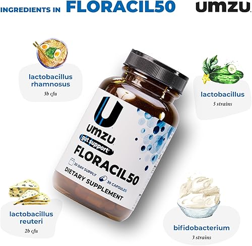 Miniatura 4 de Probiótico diario Floracil 50 para mejorar problemas digestivos, urinarios, de colon e inmunes, 50 mil millones de UFC por cápsula, 8 cepas