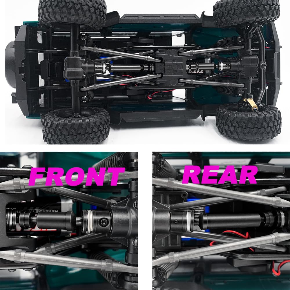 MOHERO Lot de 2 arbres de transmission avant et arrière en acier RC pour 1/18 TRX4M Bronco Defender RC Crawler mise à niveau de voiture
