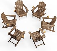 Vista 51 de Juego de sillas Adirondack plegables KINGYES de 2, Silla plegable Adirondack de HDPE para todo clima, Café