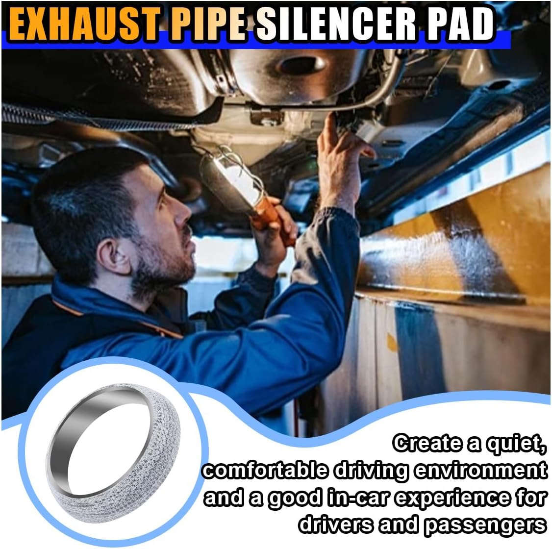 ID 60mm Car Exhaust Manifold Gasket, Exhaust Flange Gasket Seal Muffler Gasket Replacement, Exhaust Donut Gasket Muffler Ring to Prevent Leaking Between Exhaust Manifold and Exhaust Pipe (60mm)