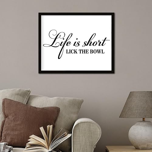 Miniatura 4 de Life Is Short Lick The Bowl Wood Framed Printed Sign Wall Decor Modern Signs Country Wooden Signs for Bedroom Home Outdoor 16x20in