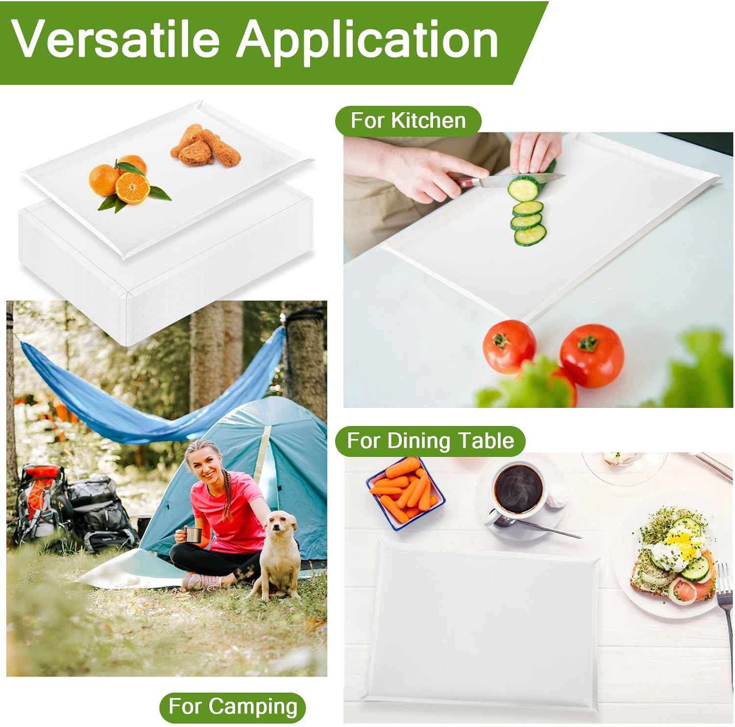 Fasmov 50 Count Disposable Cutting Boards, 17x12 Inch Flexible Plastic Cutting Mats with Built-in Crease, Collapsible Cutting Board Sheets Chopping Boards for Kitchen Home & Commercial Use, White