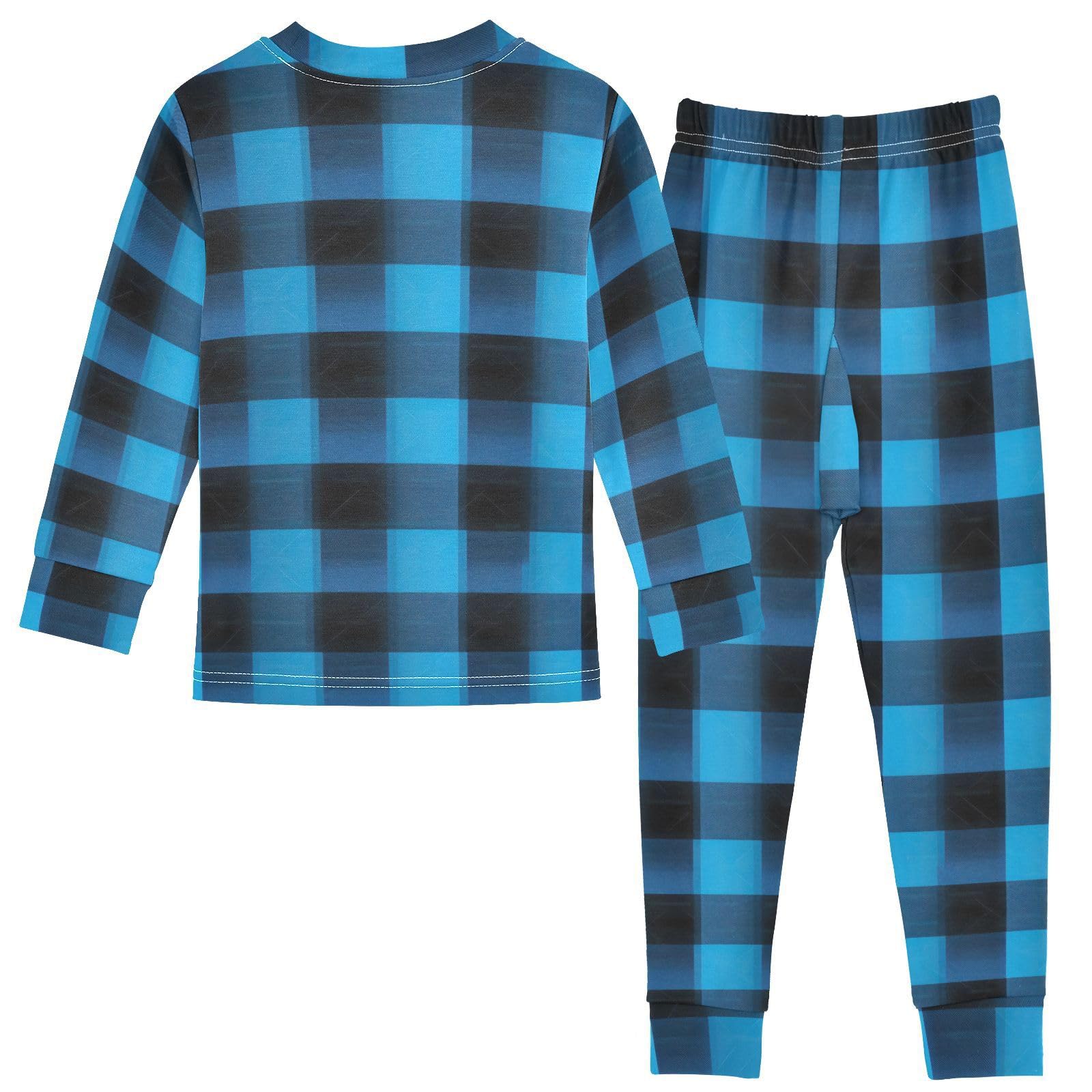 SPRIPORT Black Blue Plaid Soft Comfy Pajama Set Cotton Long Sleeve Top and Pants 2 Piece Pjs Set Sleepwear 3T