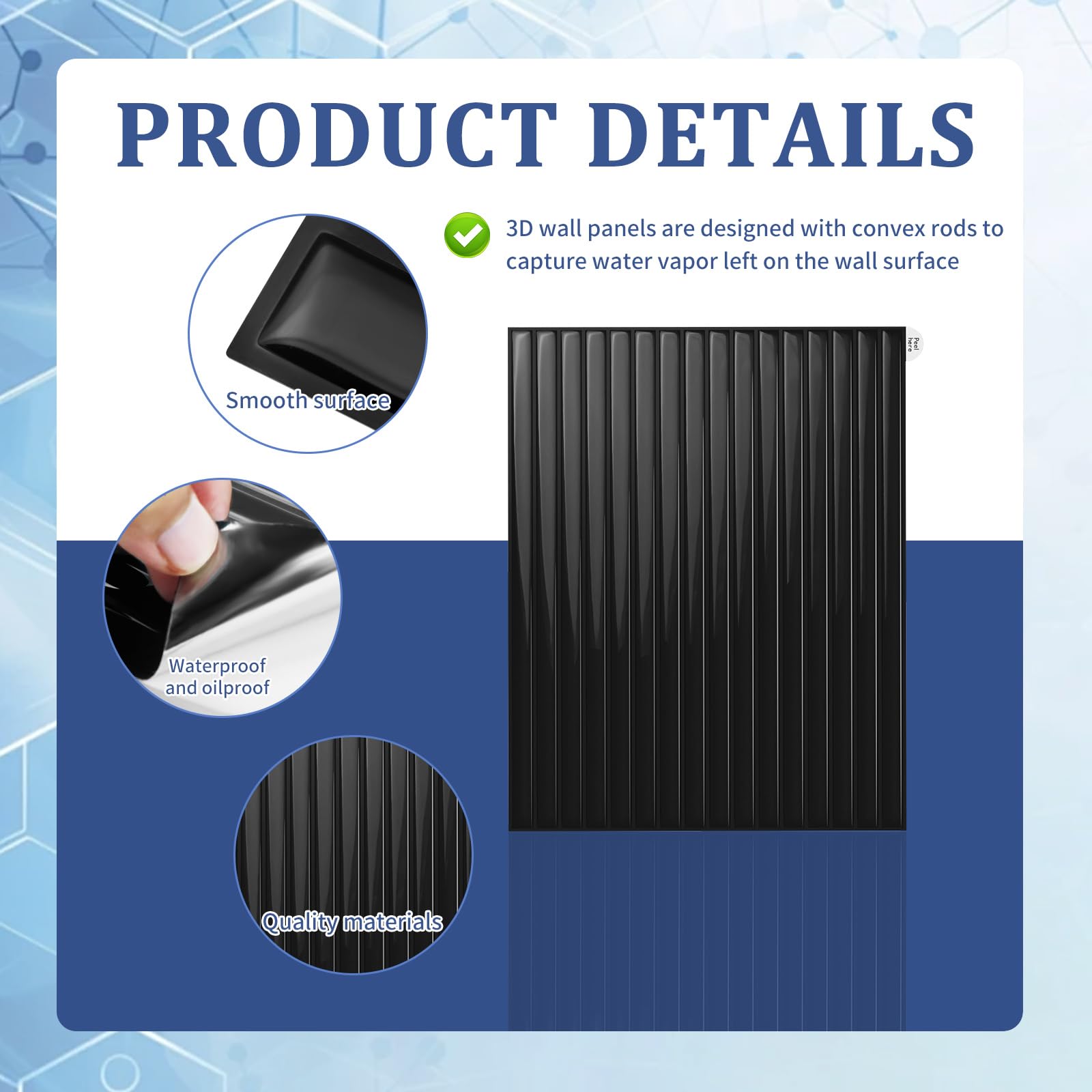 3D Wall Stickers Kitchen Wall Decorative Panel, 5 Long Strips of Water and Oil Resistant Wallpaper - Image 3