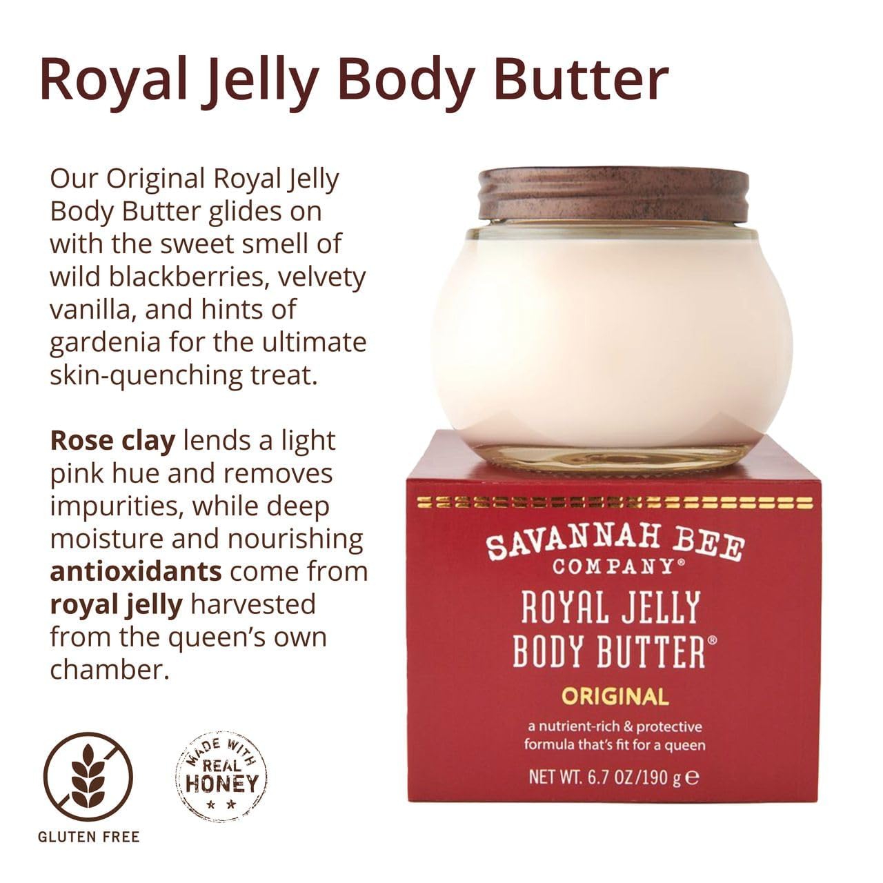 Savannah Bee Company Ultra-Rich Royal Jelly Body Butter Original Formula Set: Deeply Moisturizes, Nourish & Revitalize Skin with Sweet Fragrance of Blackberries & Velvety Vanilla (6.7 Oz & 1.65 Oz)