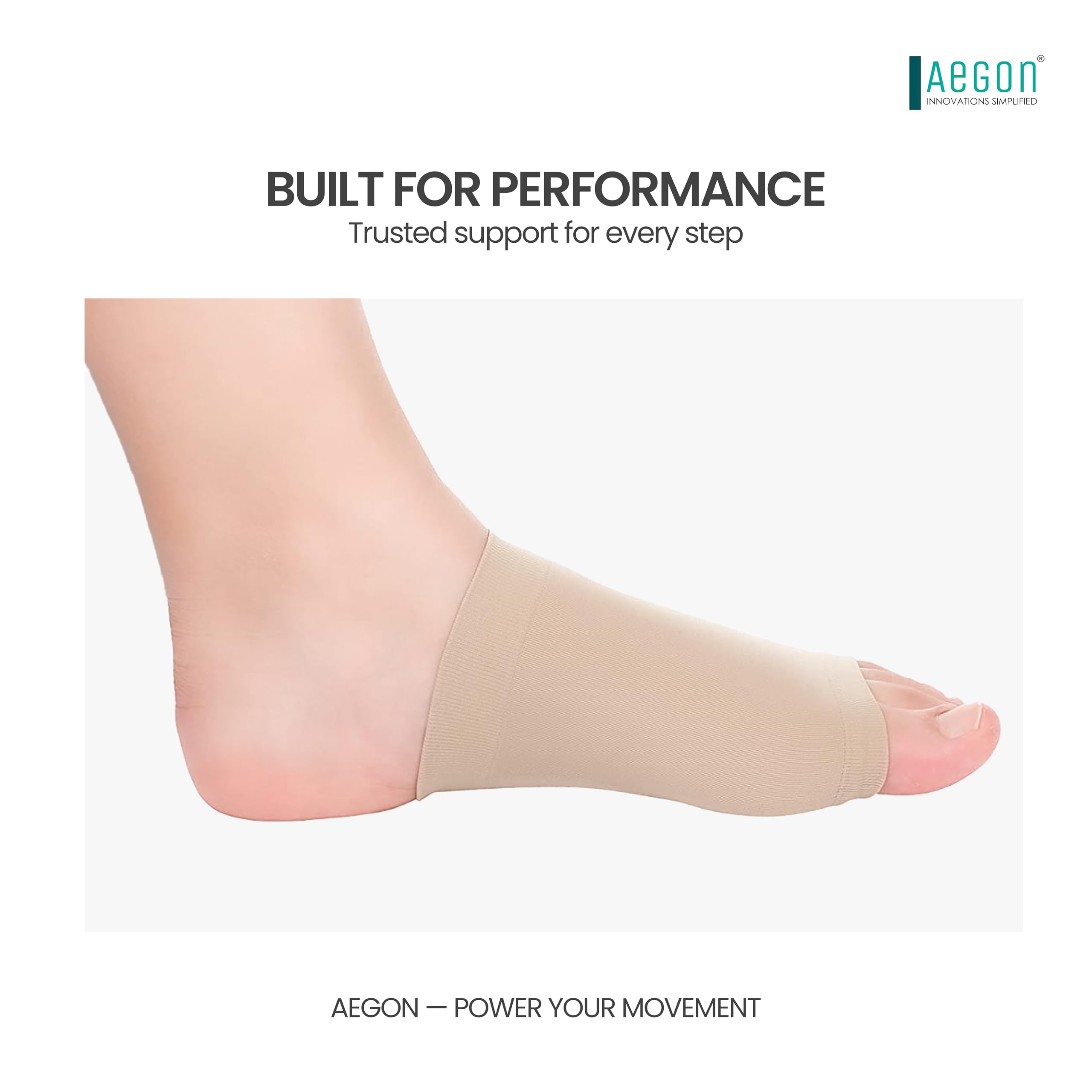 Aegon Flat Foot Arch Support for Men & Women | Medial Arch Support for Flat Feet Correction Sleeve with Cushion | Plantar Fasciitis Leg Foot Pain Relief Product | Compatible with Shoes Slippers, Free Size - 1 Pair 4