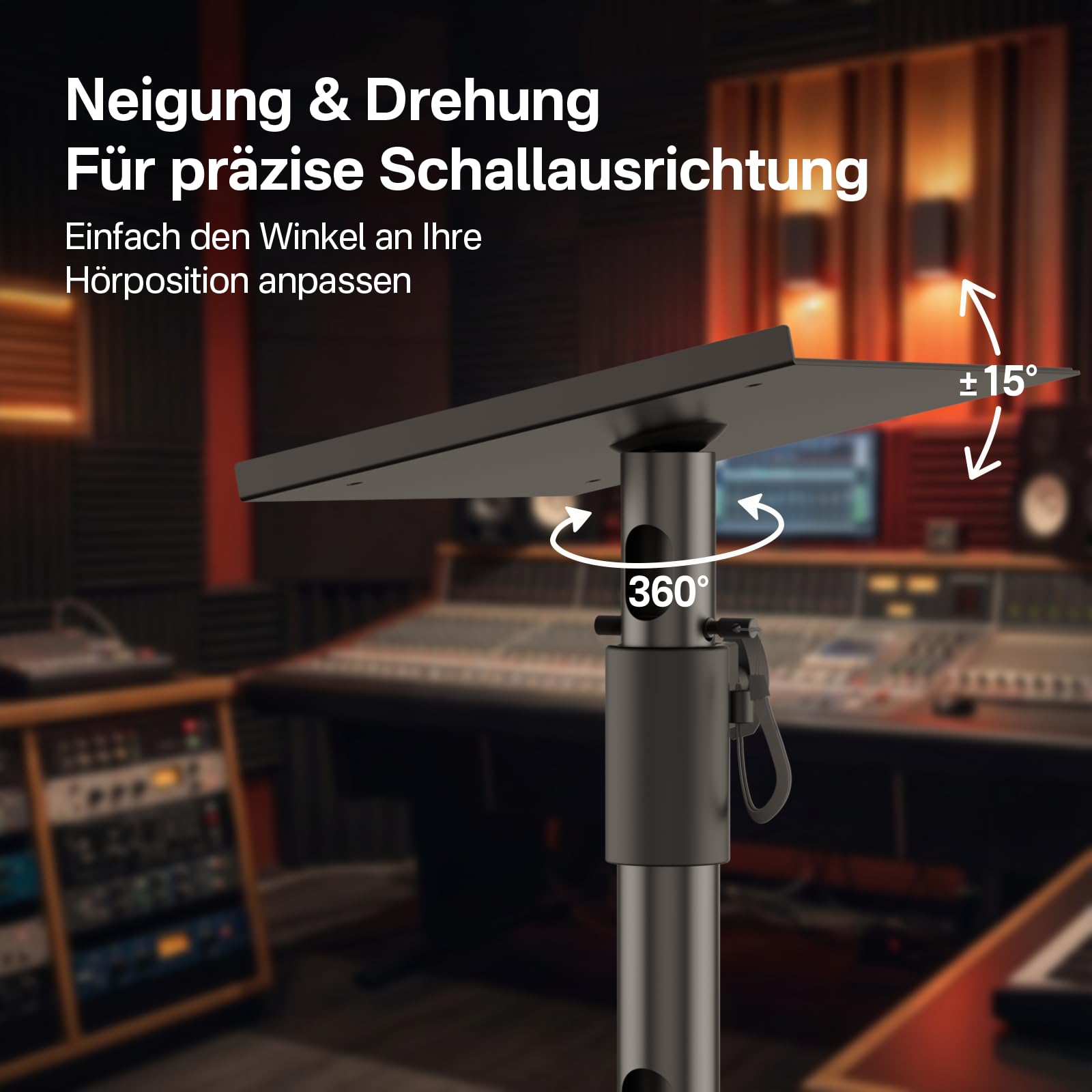 Paar Tischlautsprecherständer für Edifier, KRK, Klipsch, Polk, Sony und weitere Regallautsprecher, höhenverstellbar, neig- und schwenkbar, Studiomonitorständer für PreSonus, JBL Wr Kopfhörerhalter