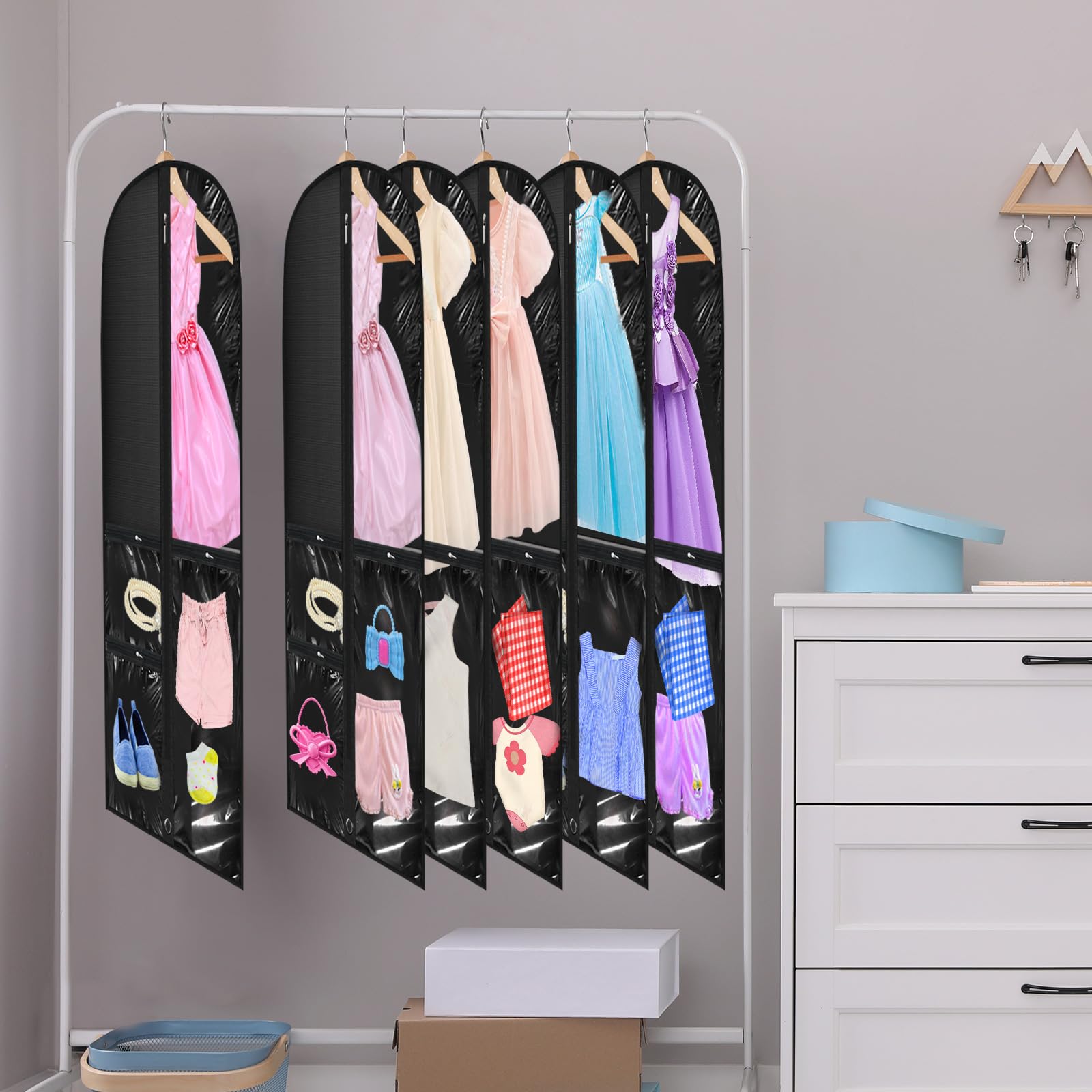 3x Transparente PVC-Kleidersäcke 102 Cm – Mit Taschen Für Tanzkostüme & Reisen