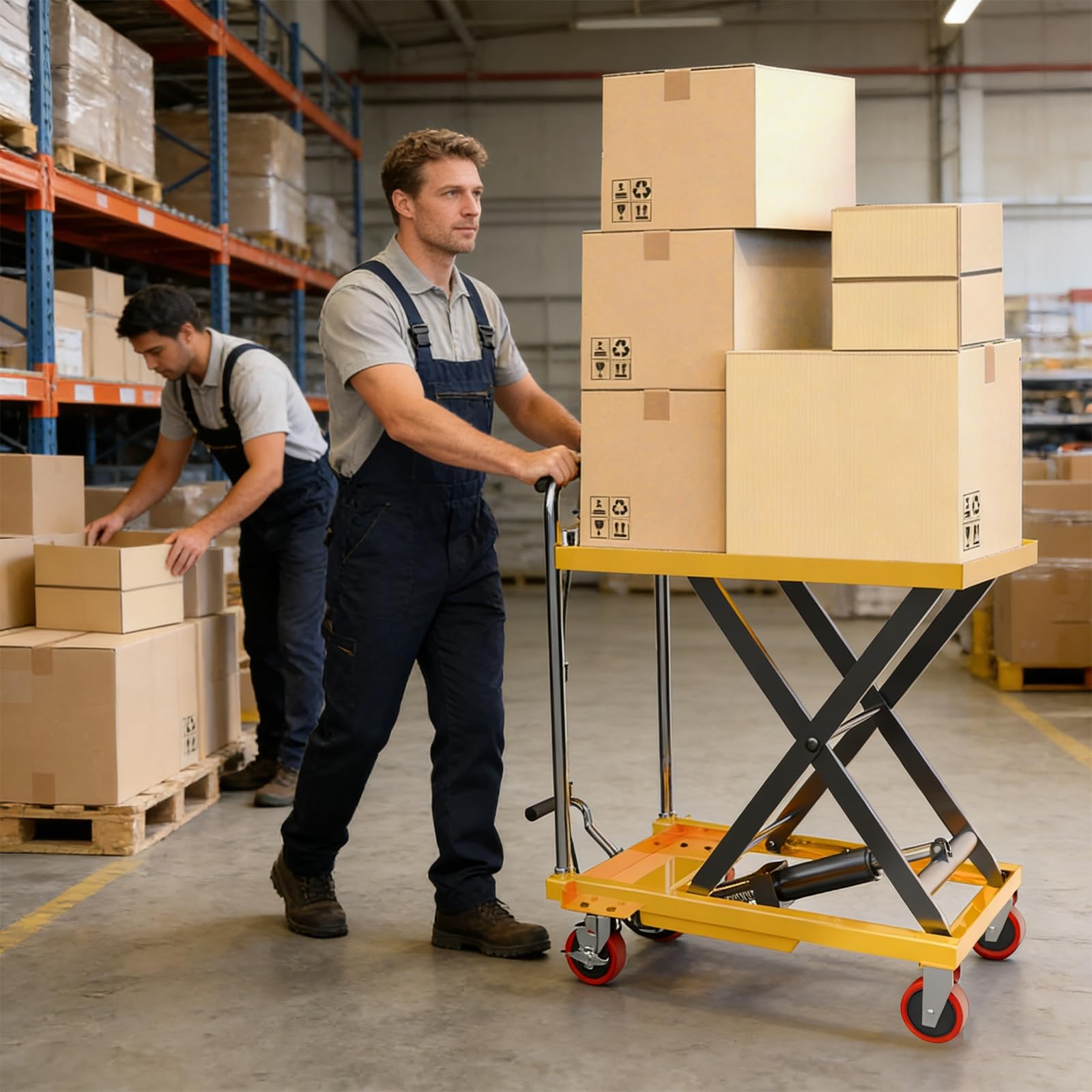Carrello elevatore idraulico a forbice, capacità 199,6 kg, altezza 72,4 cm, sollevamento manuale con cuscinetto antiscivolo, carrello di movimentazione dei materiali per magazzino e uso Ga