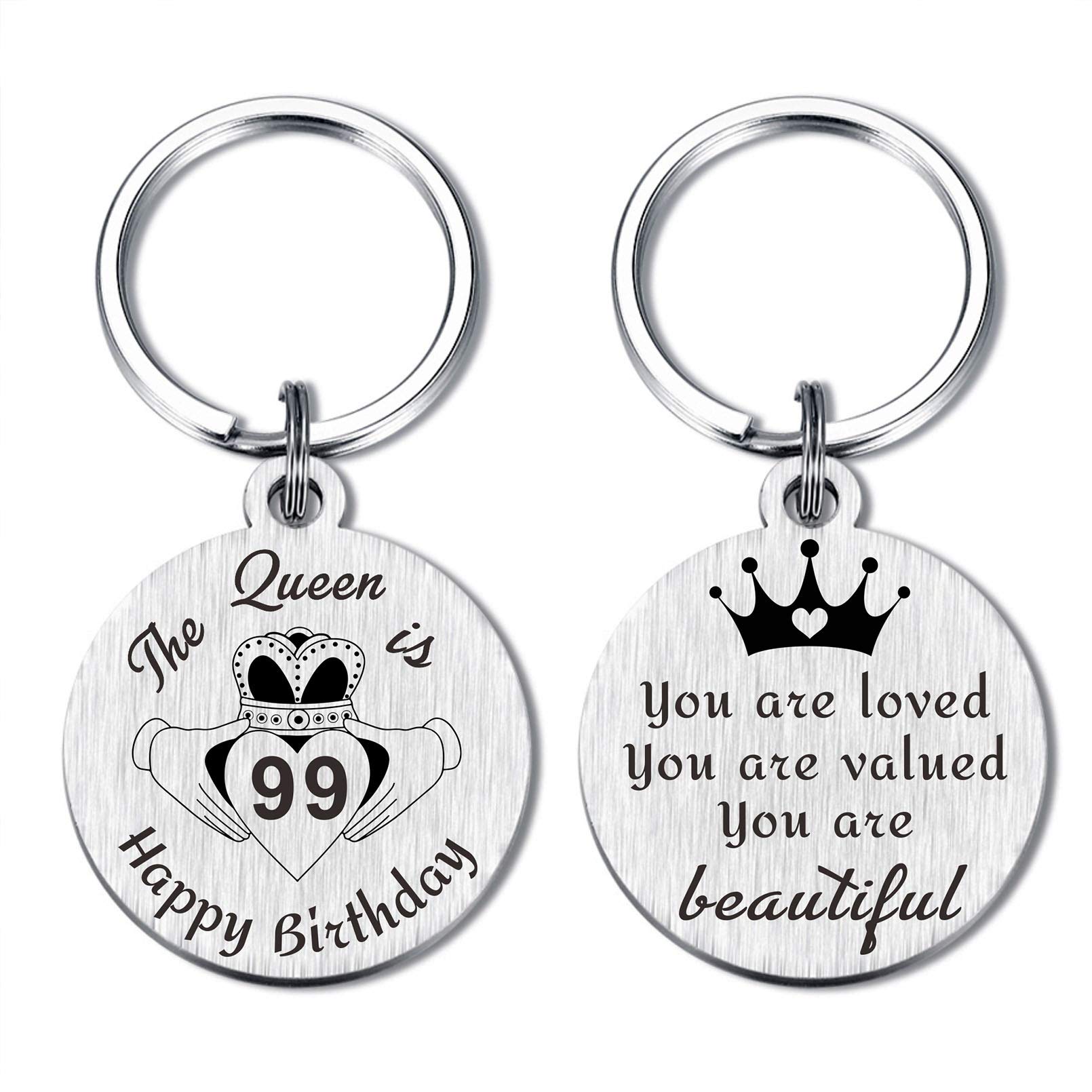 65th 75th 85th 90th 95th 99th Birthday Gifts for Women Her, Double-Sided Engraving Keychain Gift