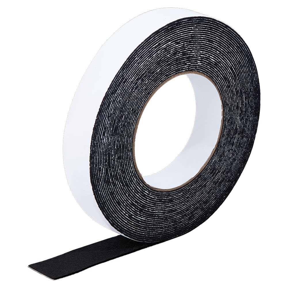 BENECREAT 10m/10.94 Yards Self Adhesive Felt Tape, 25mm Felt Strips with Adhesive Backing Black Felt Roll for Furniture Protecting Hardwood Floors Chair Wall