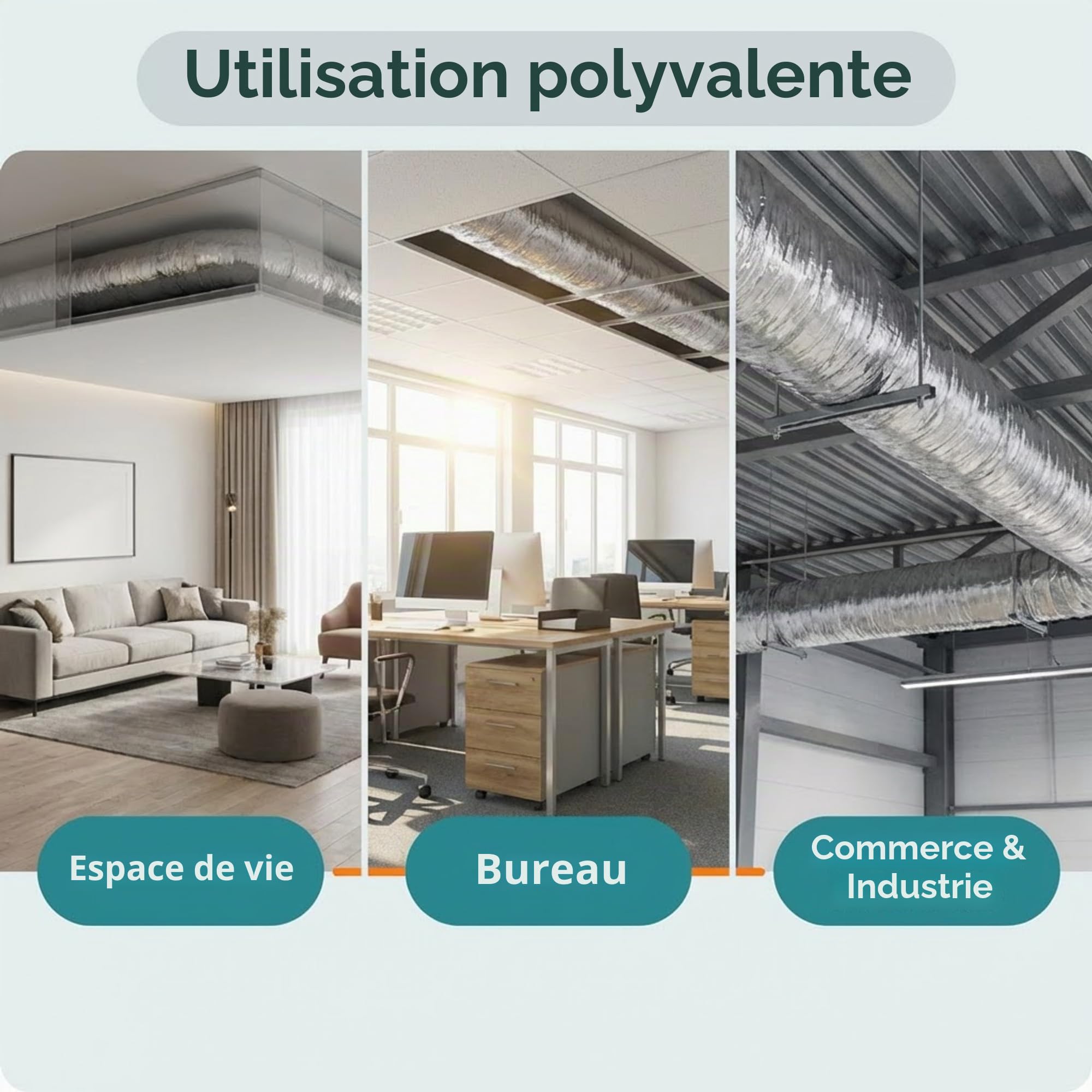 Easy Act Sonoconnect Tuyau insonorisé Ø 100 mm Longueur 5 m Tuyau de ventilation flexible isolé pour systèmes de climatisation et de ventilation silencieux