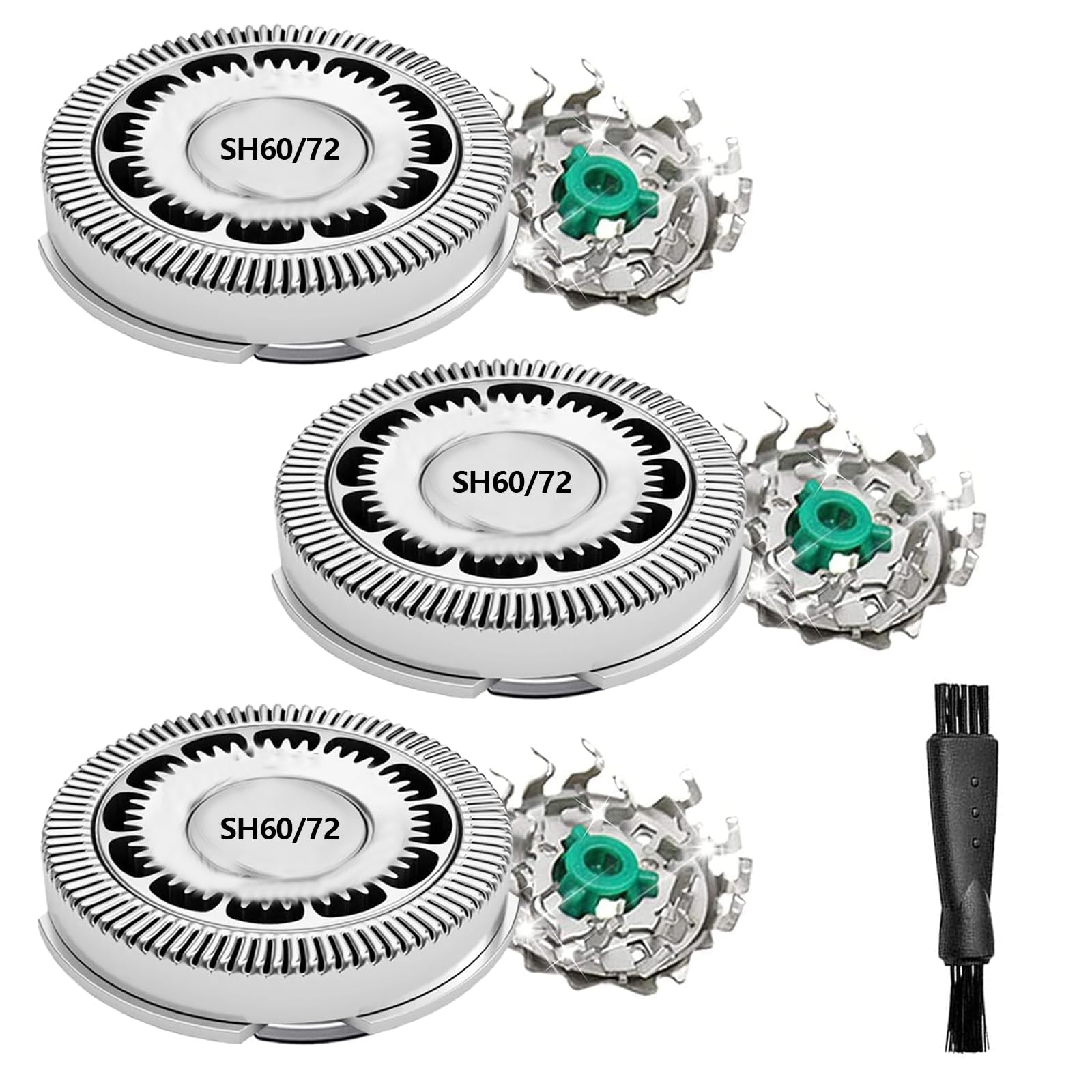 SH60/72 Replacement Head Blades Series 6000 Compatible with Philips Norelco 6000 Replacement Blades,for Series 6000 Electric Shaver Razors S6880/81,S6850/85,S6810/82,With Cleaning Brush