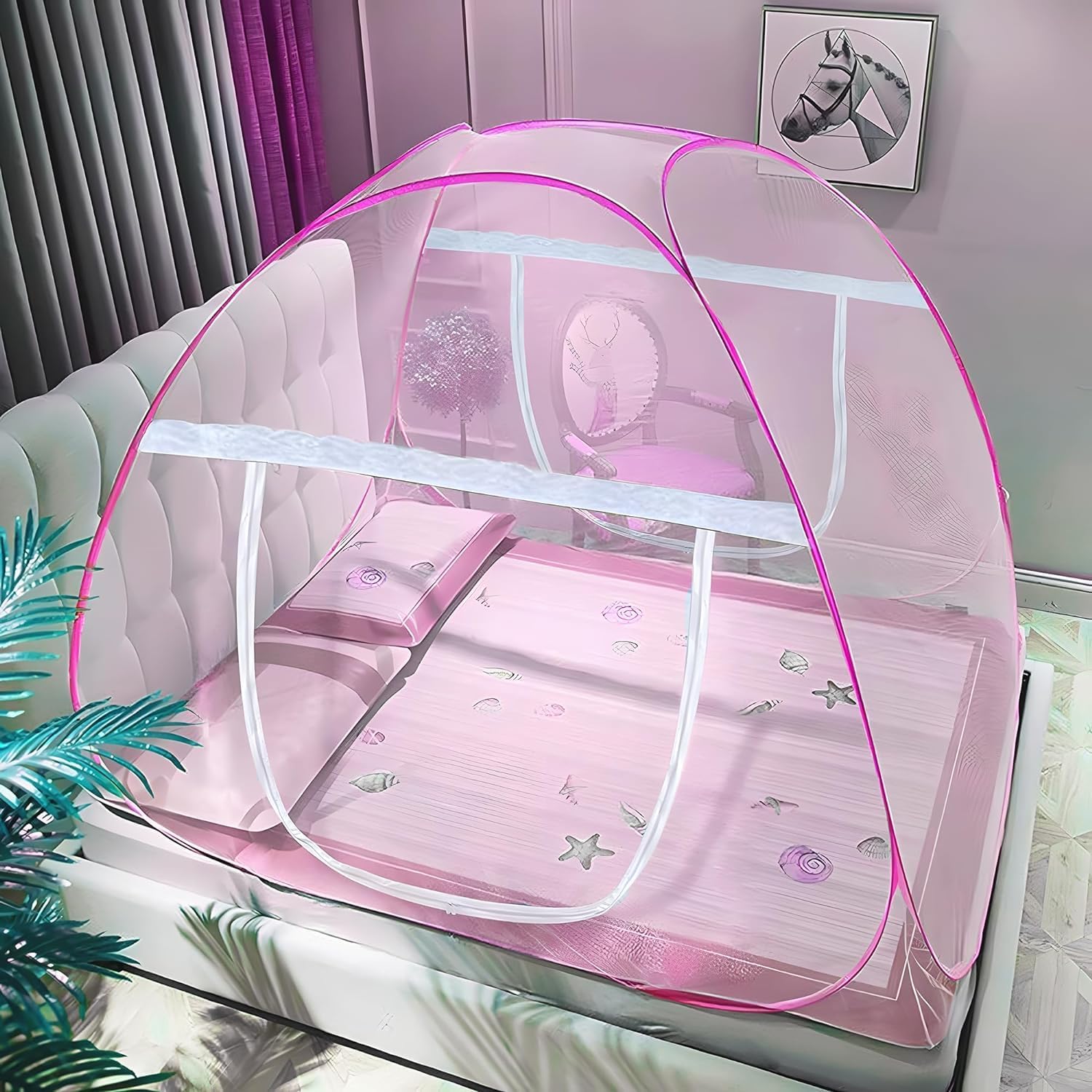 Mosquito Net for Double Bed, Foldable Machardani for King Size Bed, Strong and Durable Tent, Machhardani for Extra Large Bed (Full Pink) (B0D97TDSH9) Amazon Price History, Amazon Price Tracker