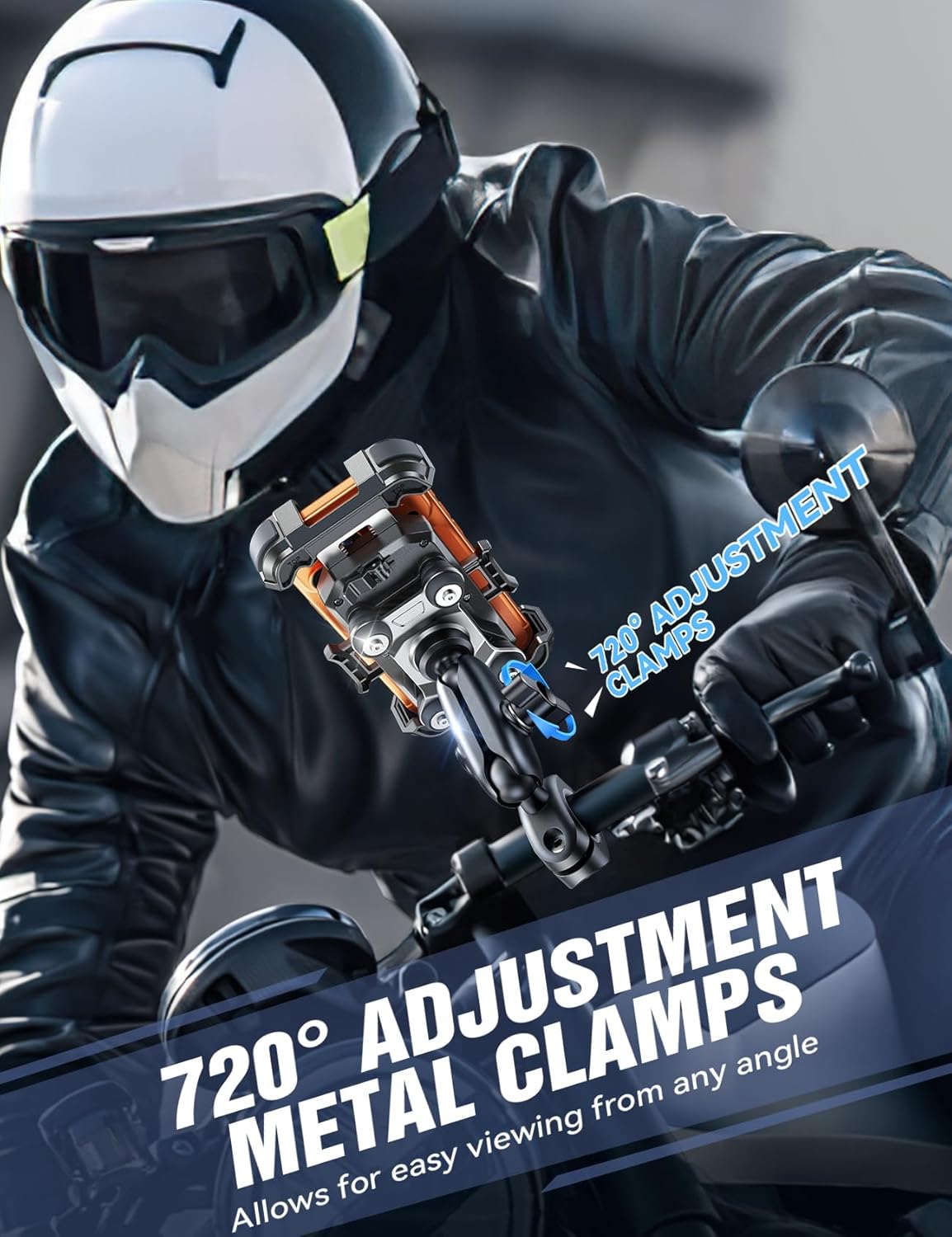 JOYROOM Motorcycle Phone Mount Holder - [Dual Vibration Dampener]150mph Anti-Shock Phone Holder for Motorcycle [Metal Extension Handlebar Clamp] Bicycle Bike Phone Holder Mount for 4.7-7" Cell Phones