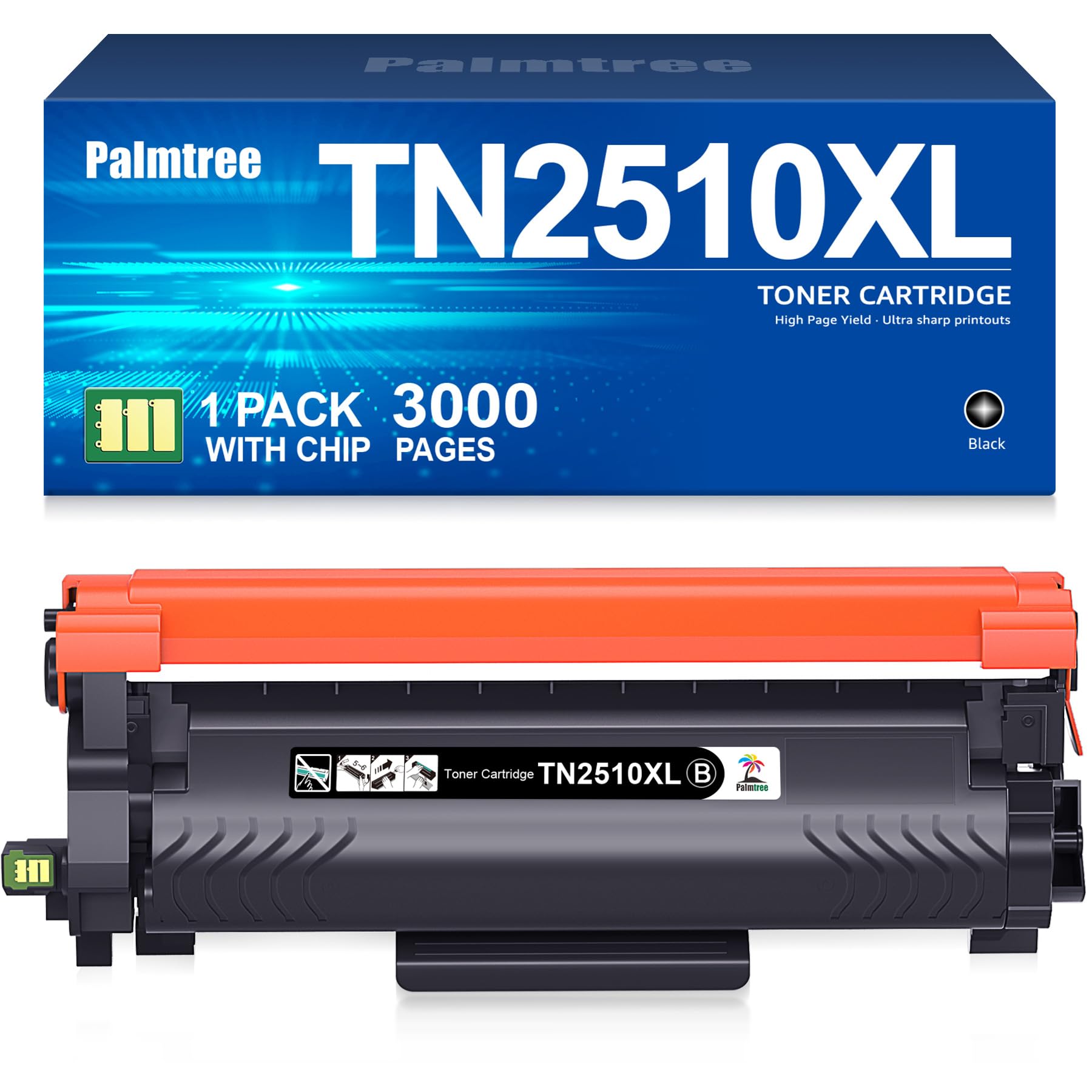 Palmtree TN2510XL TN2510 Toner TN 2510 TN-2510 Compatibile with Brother HL-L2400DWE HL-L2400DW HL-L2445DW DCP-L2627DWE MFC-L2800DW DCP-L2660DW DCP-L2665DW MFC-L2827DWXL MFC-L2860DWE MFC-L2835DW