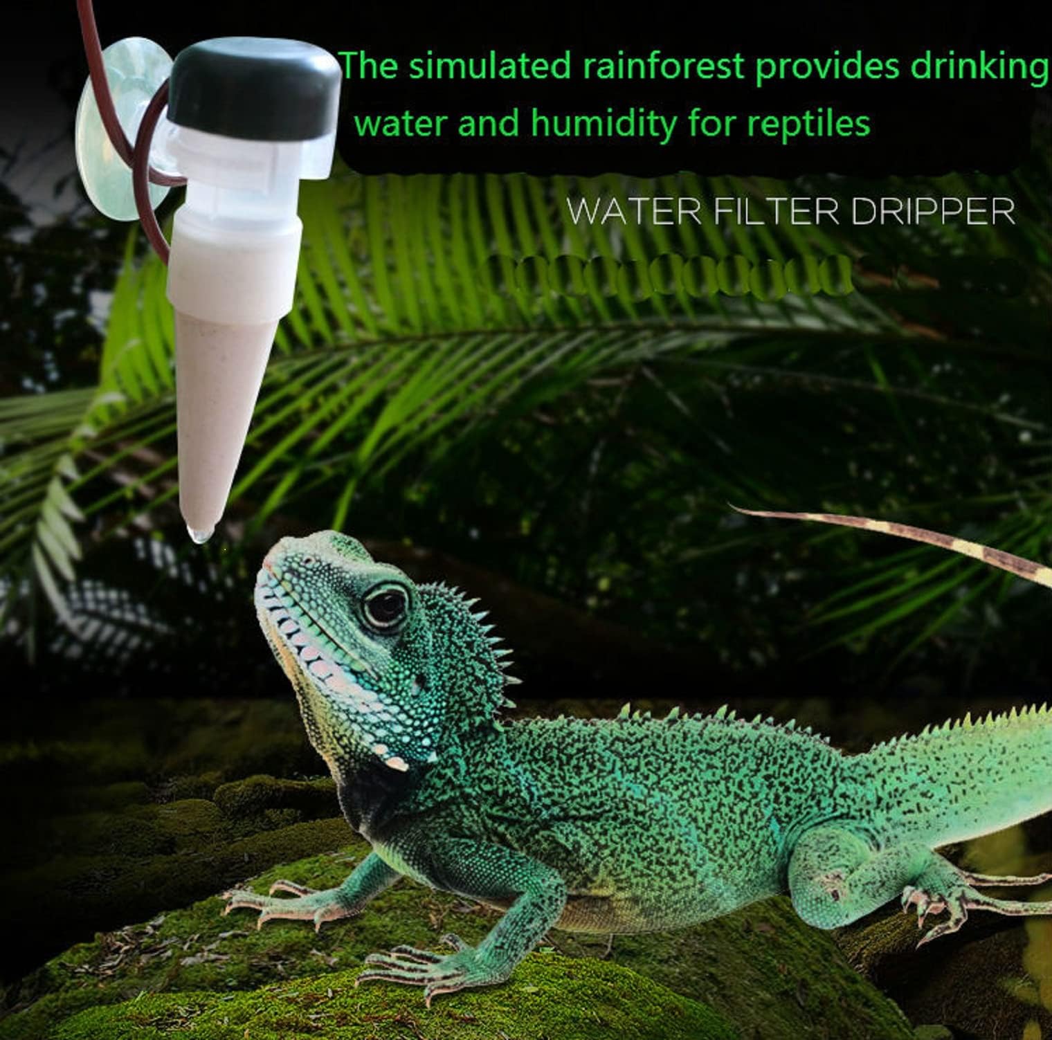 HAYU Reptile Drinking Fountain, Simulated rain Forest Water Droplets for The Reptile to Provide Drinking Water and Humidity, Automatic Watering Water Purifier with Water Purification Function