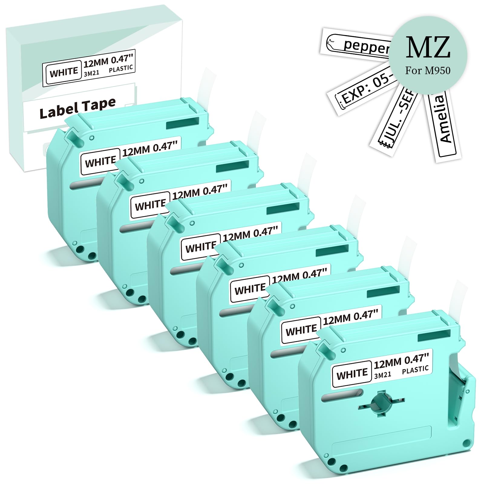 Amazon.com: MZ Tapes 12mm 0.47 White for M950 M960 Label Maker