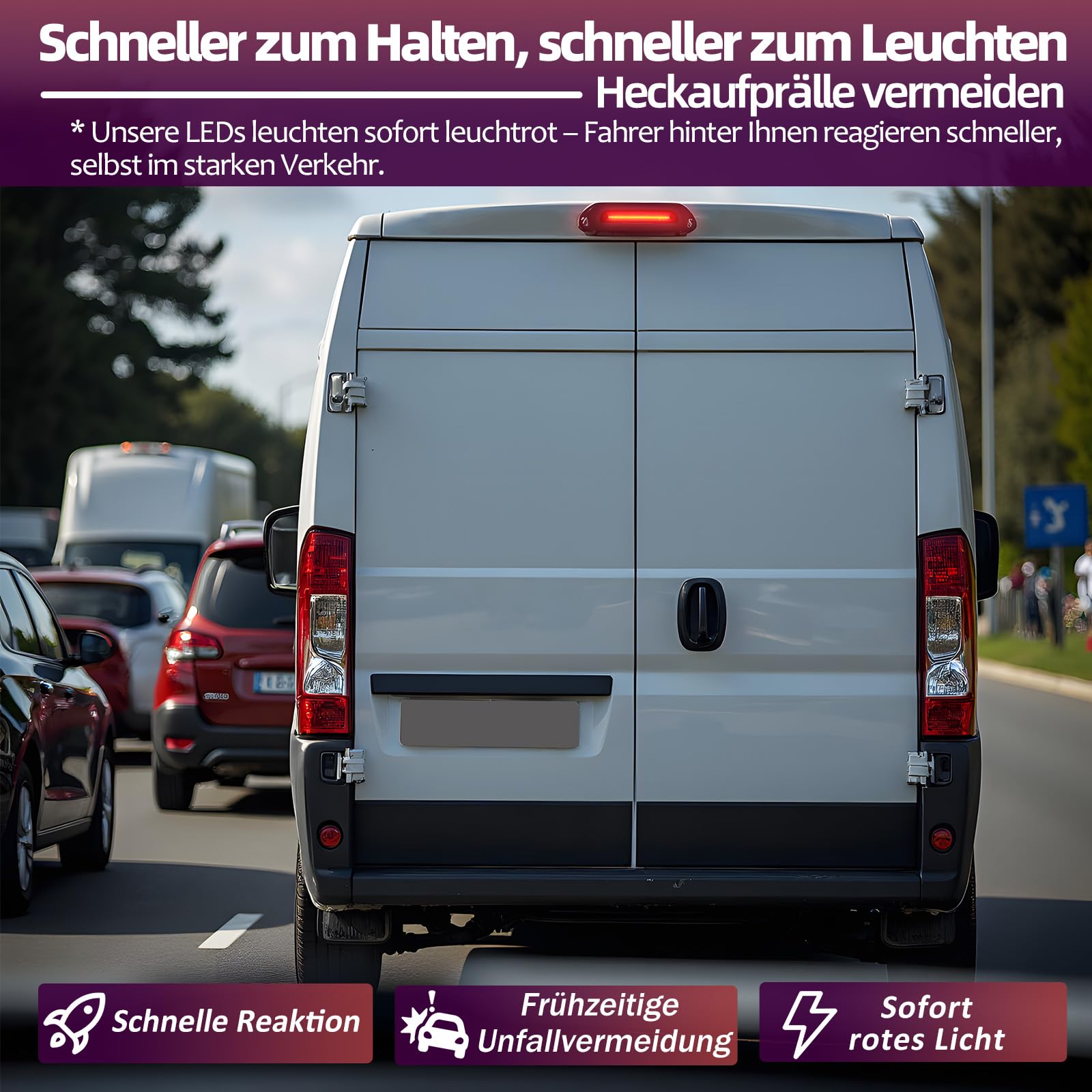 LED 3. Bremslicht Bremsleuchte für 2006–2025 F.iat Ducato 250 III, C.itroen Jumper II, P.eugeot Boxer II Dritte Bremsleuchte Rauchglas Rücklicht