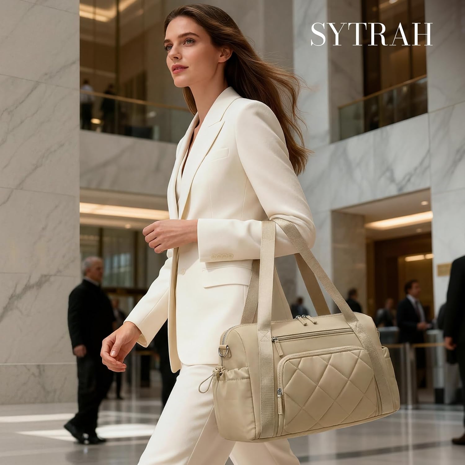 SYTRAH Gym Bag for Women, Duffle Weekender Bags for Travel, Lightweight Weekender Tote with Wet Pocket for Sports, Workout and Dance Khaki