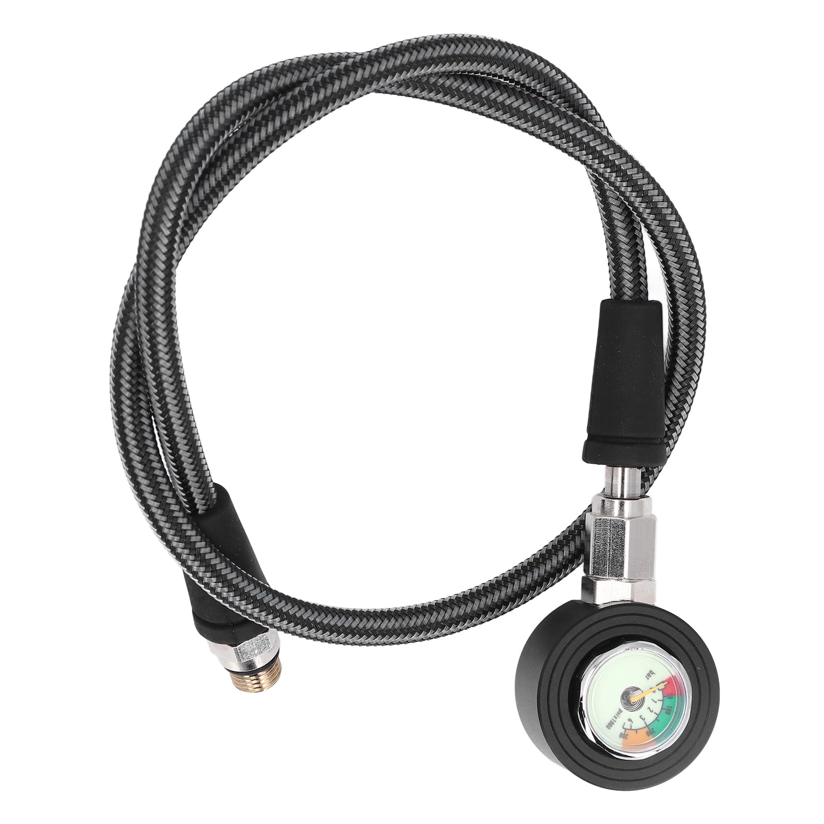 Manometro per Immersioni Subacquee Manometro Sommergibile Luminoso con Tubo Ad Alta Pressione per Attrezzatura Subacquea per Regolatore BCD (65 cm)