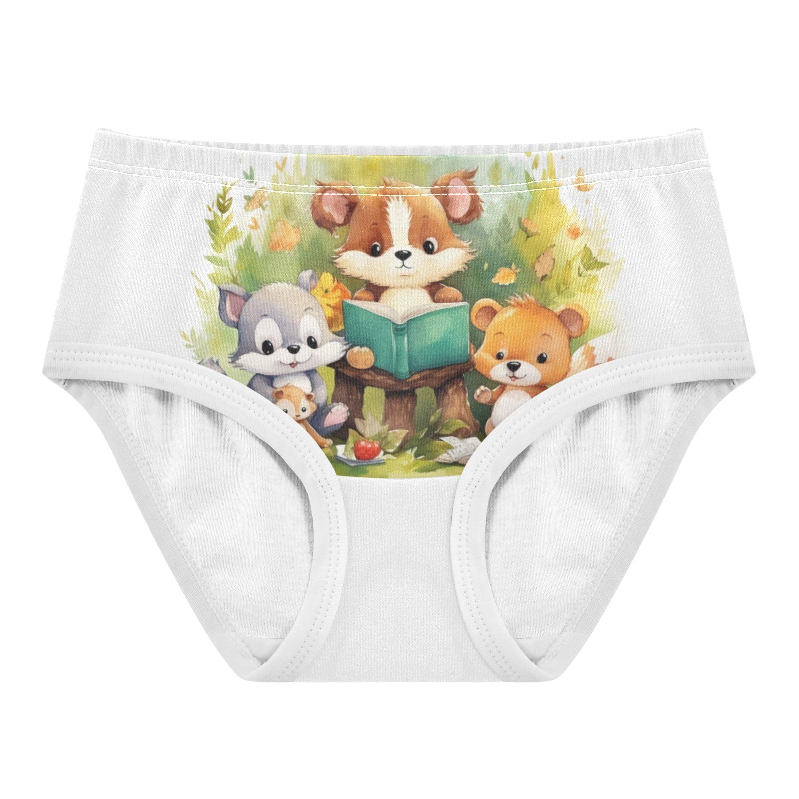 ALAZA Toddler Girls Cotton Hipster Underwear Soft Bear Cartoon Animals 2 Pack 2T