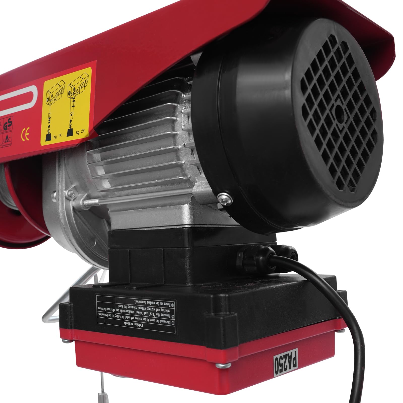 Argano elettrico & braccio girevole con paranco, 550 W paranco elettrico con altezza di sollevamento 12 m con telecomando, capacità di carico 250 kg per fabbriche, banchine, magazzini