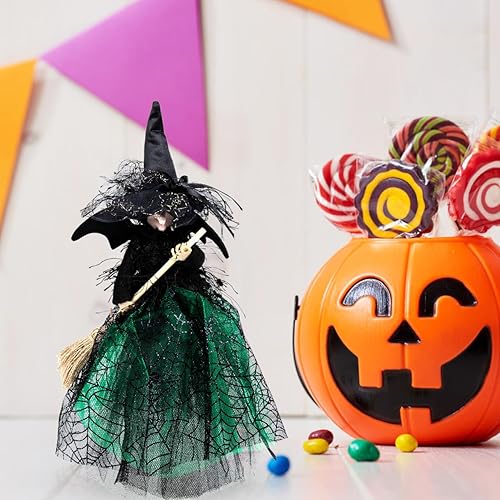 Miniatura 6 de PRETYZOOM Muñeco de bruja para decoración de Halloween, decoración espeluznante para árbol colgante, centros de mesa, recuerdos de fiesta