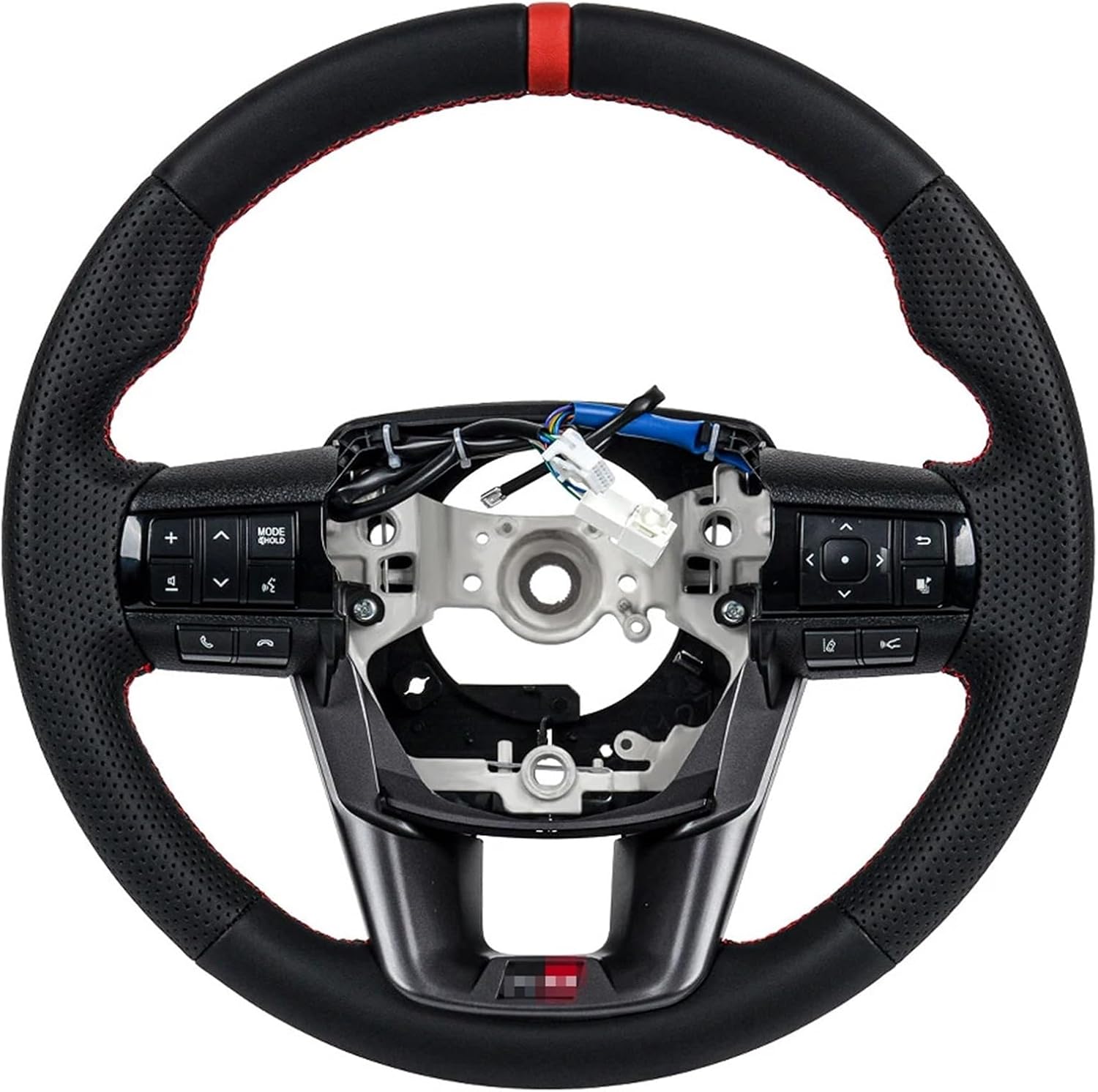 Full Leather Racing Steering Wheel For TOYOTA HILUX REVO 2016+ LC PICK UP 2022+ LC70/76/79 2024+ Fortuner + With Buttons(Full leather)