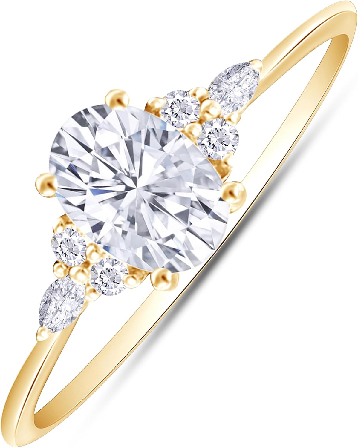 AFFY Oval, Marquise & Round Cut Cubic Zirconia Solitaire Engagement Ring for Women in 925 Sterling Silver, 10K or 14K Solid Gold – Promise or Wedding Jewelry Gift