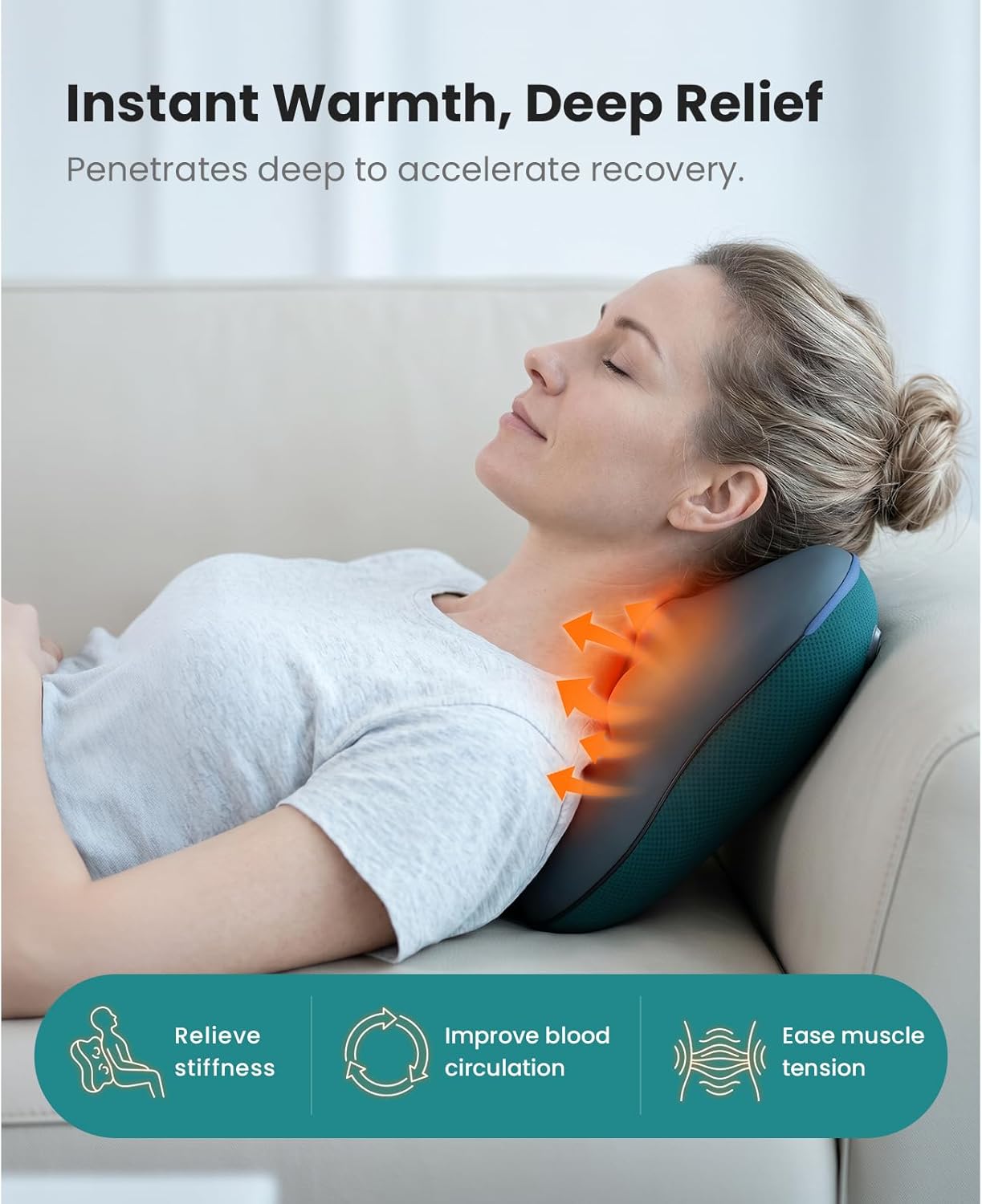 BOB AND BRAD Back Massager with Heat FSA Eligible/HSA Eligible, EZBack Corded Back Massager for Pain Relief Deep Tissue, Shiatsu Back and Neck Massage Pillow, Soothing Full-Body Relief for Women Men