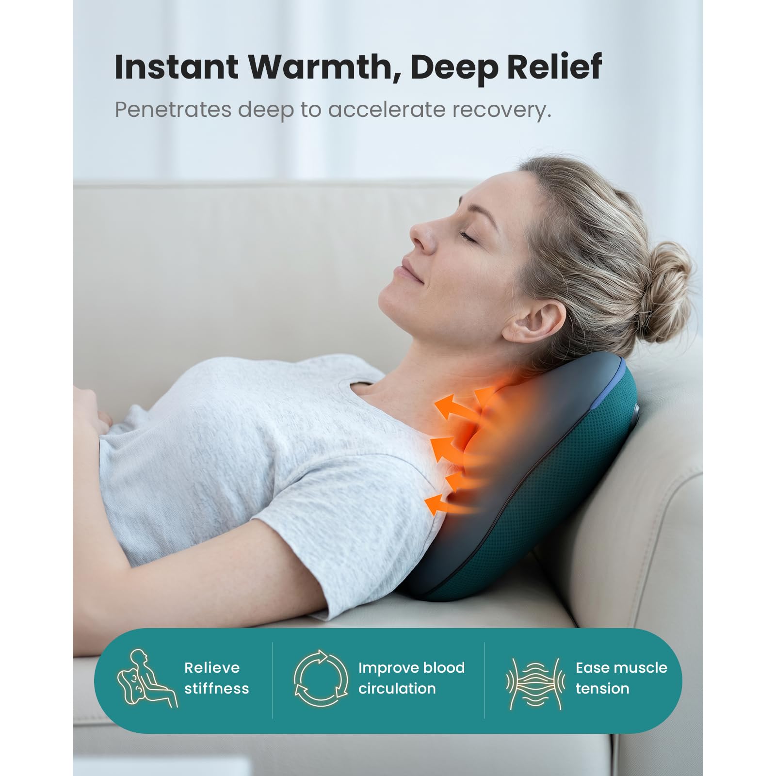 BOB AND BRAD Nackenmassagegerät mit Wärme, EZBack Netzbetriebenes Rückenmassagegerät, Elektrisches Shiatsu Massagegerät, 3D Knet Massagekissen für Nacken, Rücken, Beine, Geschenke für Männer Frauen