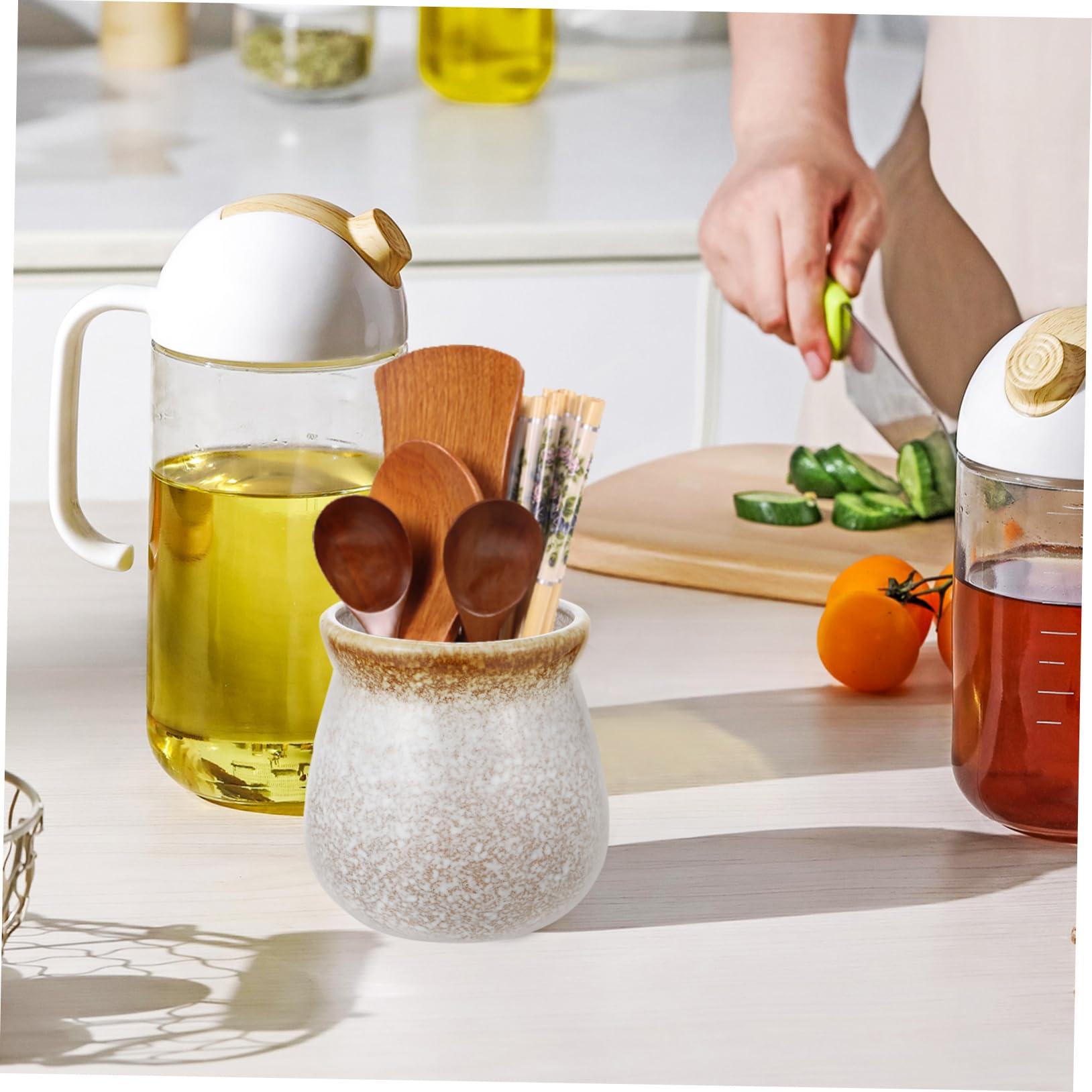 Cabilock Kitchen Utensil Holder Storage Box Drainer Restaurant Supplies Cutlery Kitchen Equipment Dish Bucket Storage Pot for