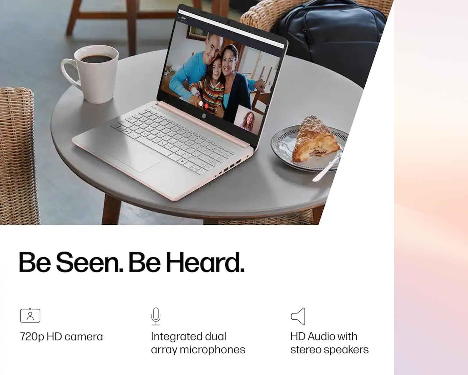 HP Windows 11 Laptop 14 inch HD Screen with Microsoft Office and 1TB Cloud Storage (1-Year)| 4GB RAM| 64GB eMMC| Intel 2-Core CPU| Wi-Fi| Ultra Light| Copilot Ready| Webcam| Rose Gold| RK Bundle